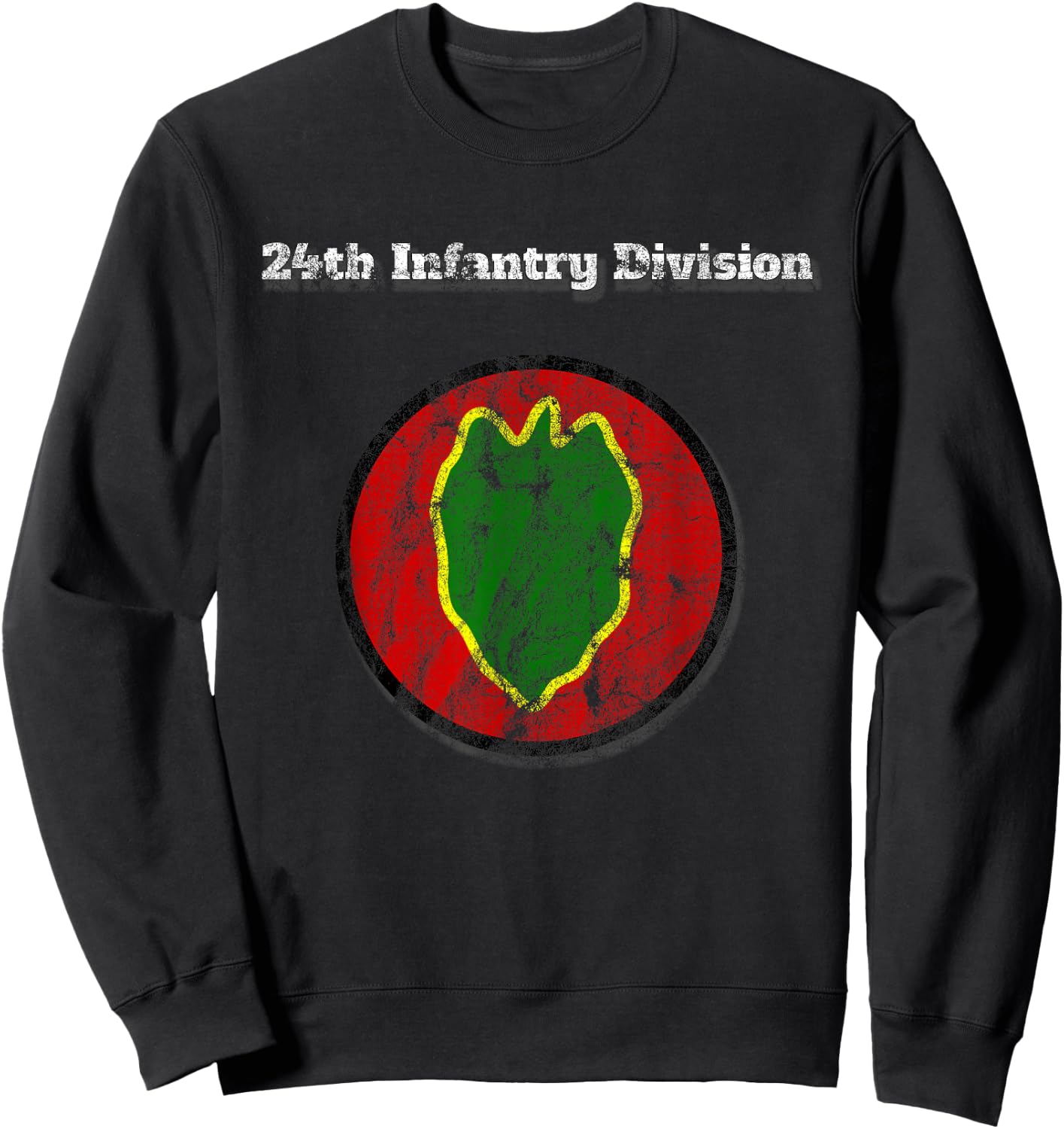 24th Infantry Division Distressed Military Design Sweatshirt - Sweatshirt | Black