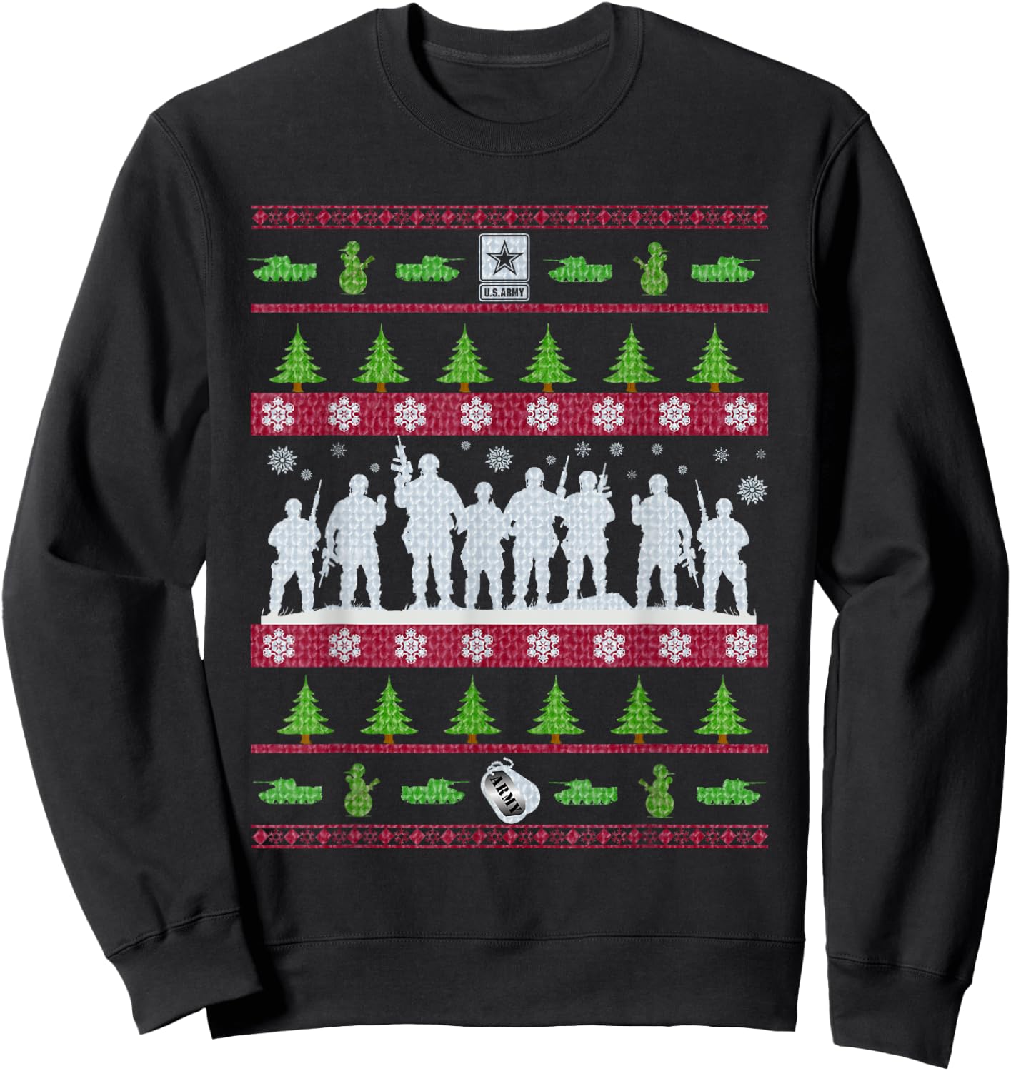 US Army Ugly Christmas Sweater Military Sweatshirt - Sweatshirt | Black
