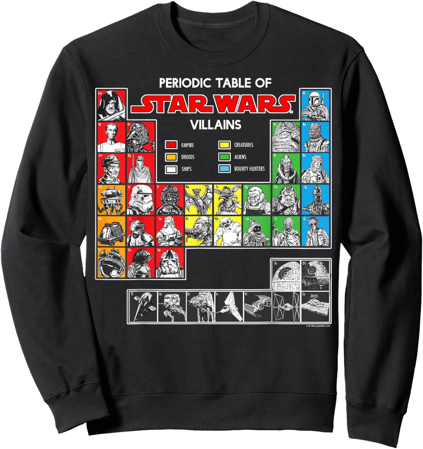 Star Wars Periodic Table Of Villains Sweatshirt - Sweatshirt | Black