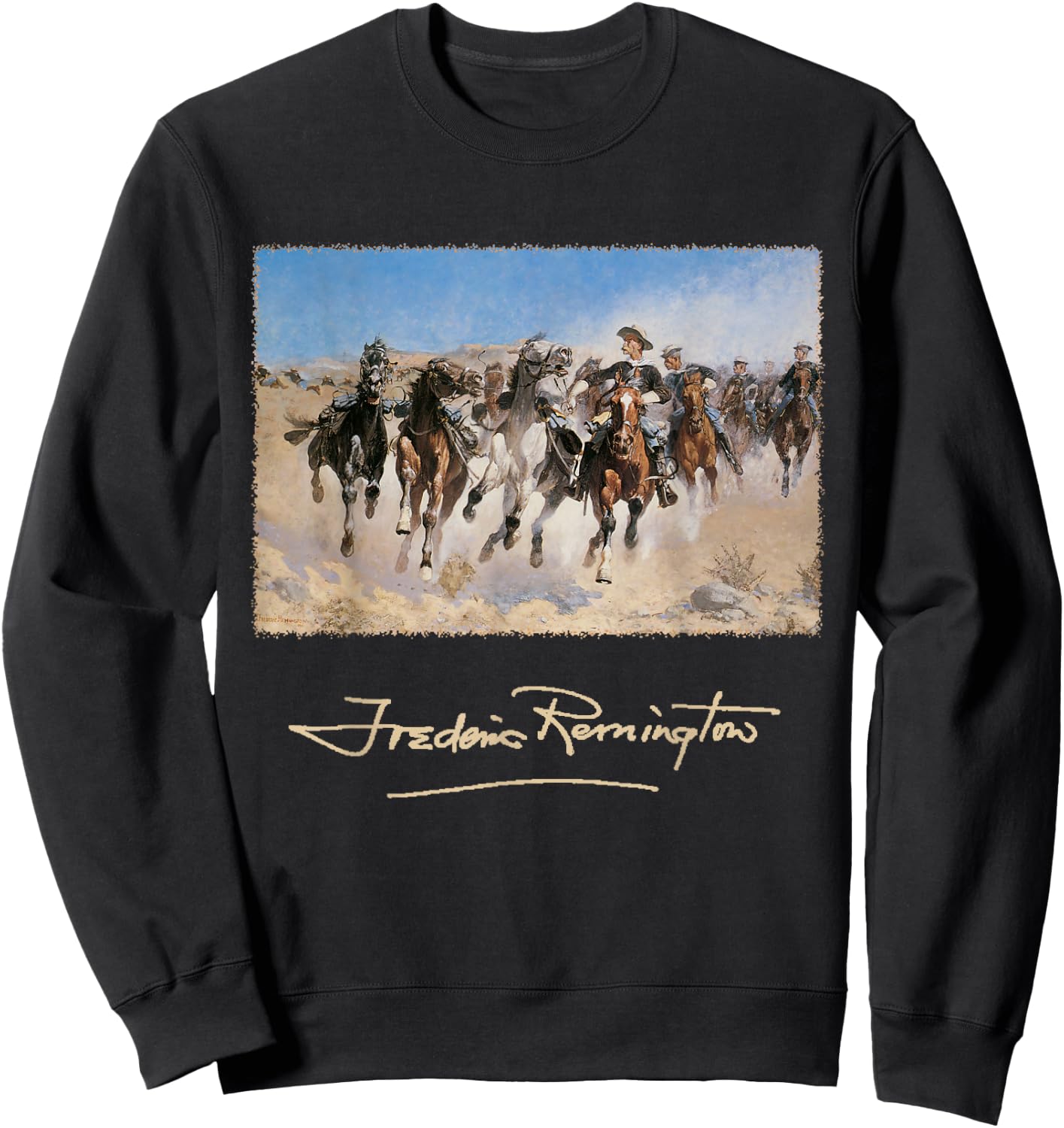 Western Cowboys on Horses by Frederic Remington Sweatshirt - Sweatshirt | Black