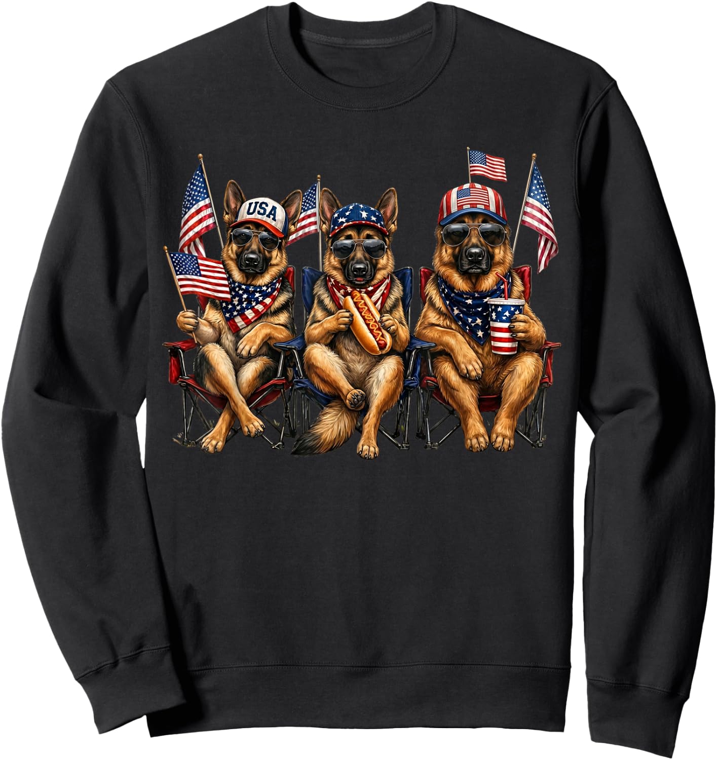 250 Years of Freedom German Shepherd Dog 1776-2026 4th of Sweatshirt - Sweatshirt | Black