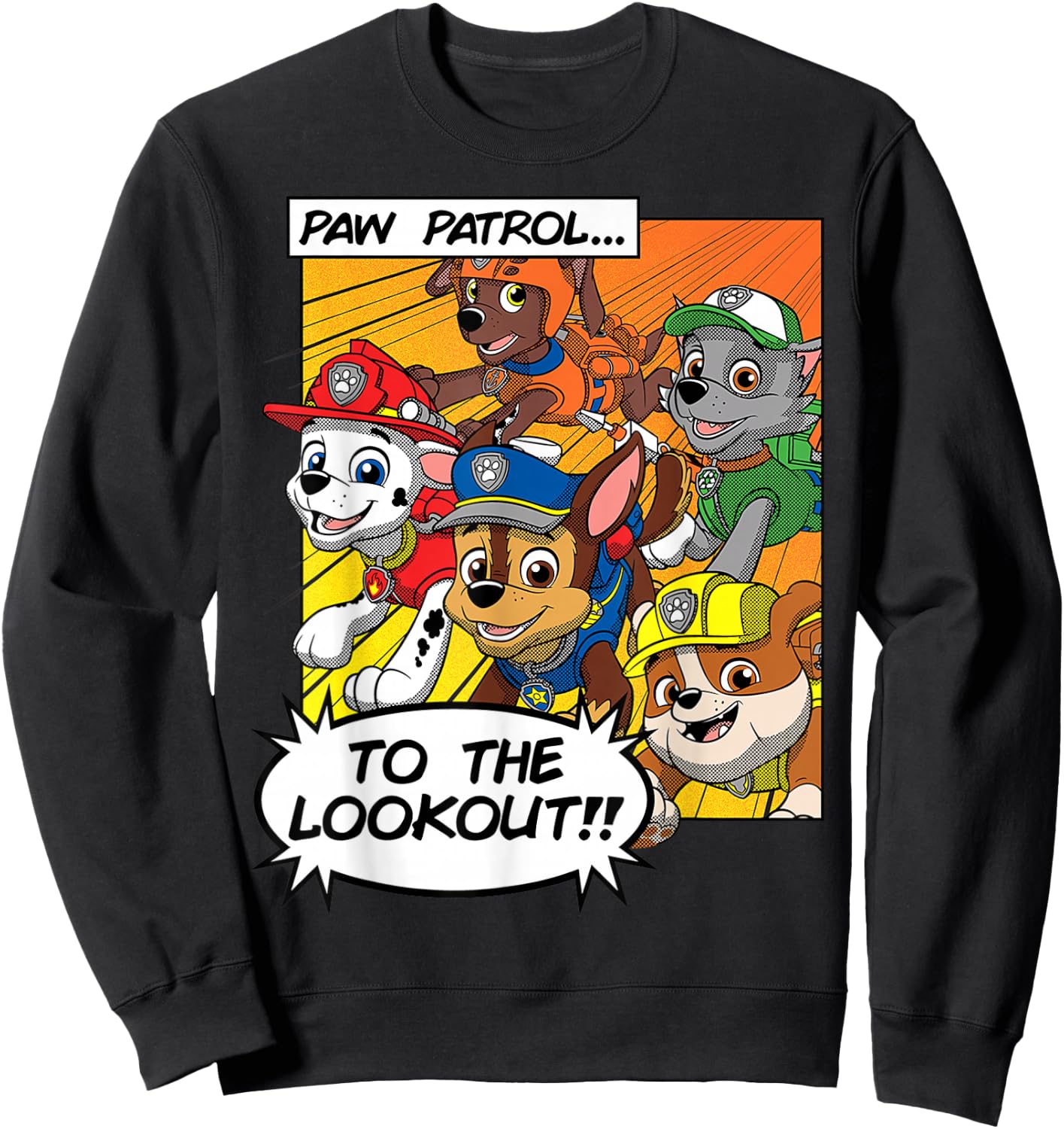 PAW Patrol To The Lookout!! Comic Book Style Sweatshirt - Sweatshirt | Black
