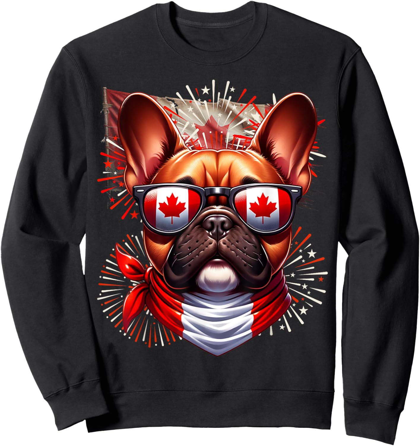 French Bulldog Canada Frenchie Flag Canadian Pet Dog Cute Women Kids Sweatshirt - Sweatshirt | Black