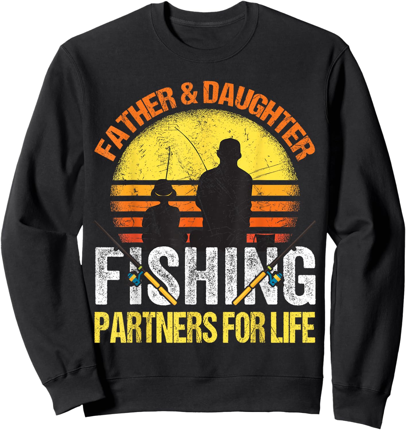 Fisherman Dad and Daughter Fishing Partners For Life Girls Sweatshirt - Sweatshirt | Black