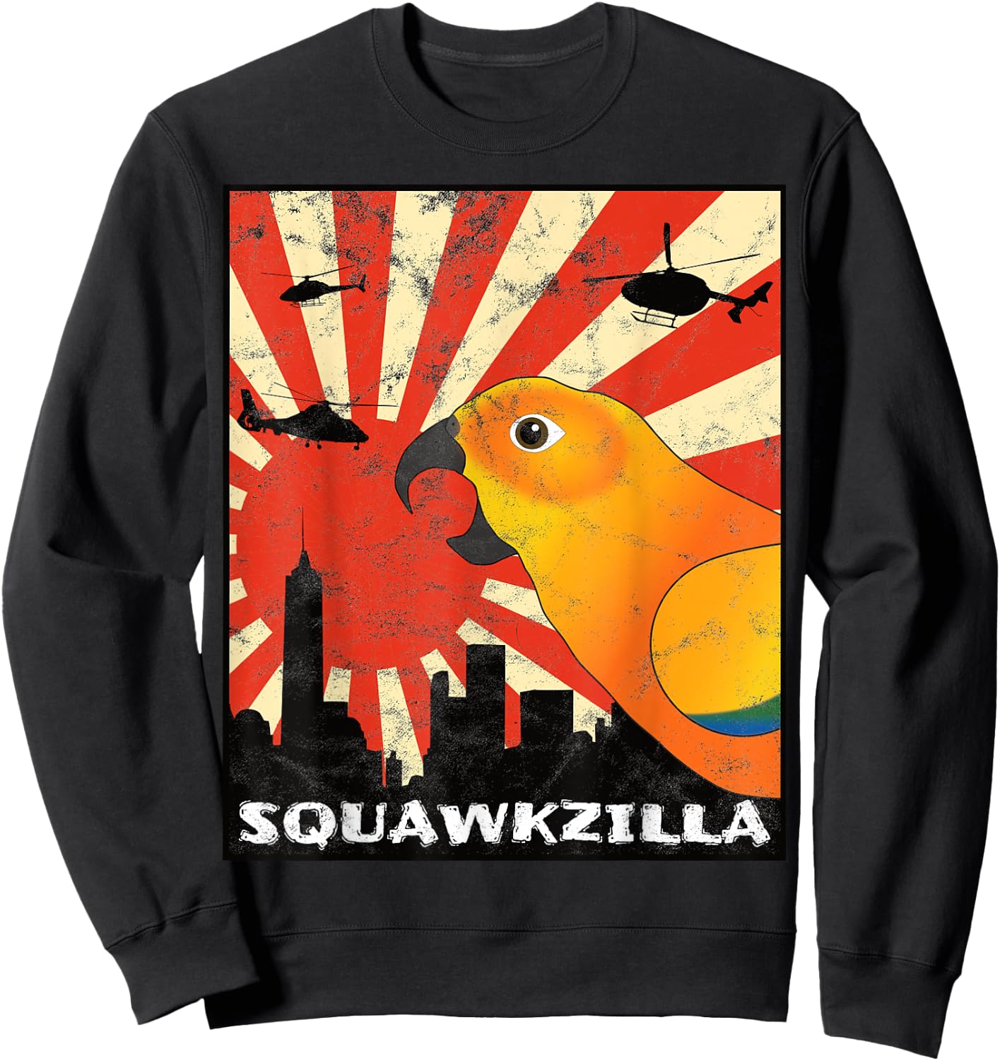 The Screaming Parrot Squawk Zilla Sun Conure Parrot Squawking Kawaii Sweatshirt - Sweatshirt | Black
