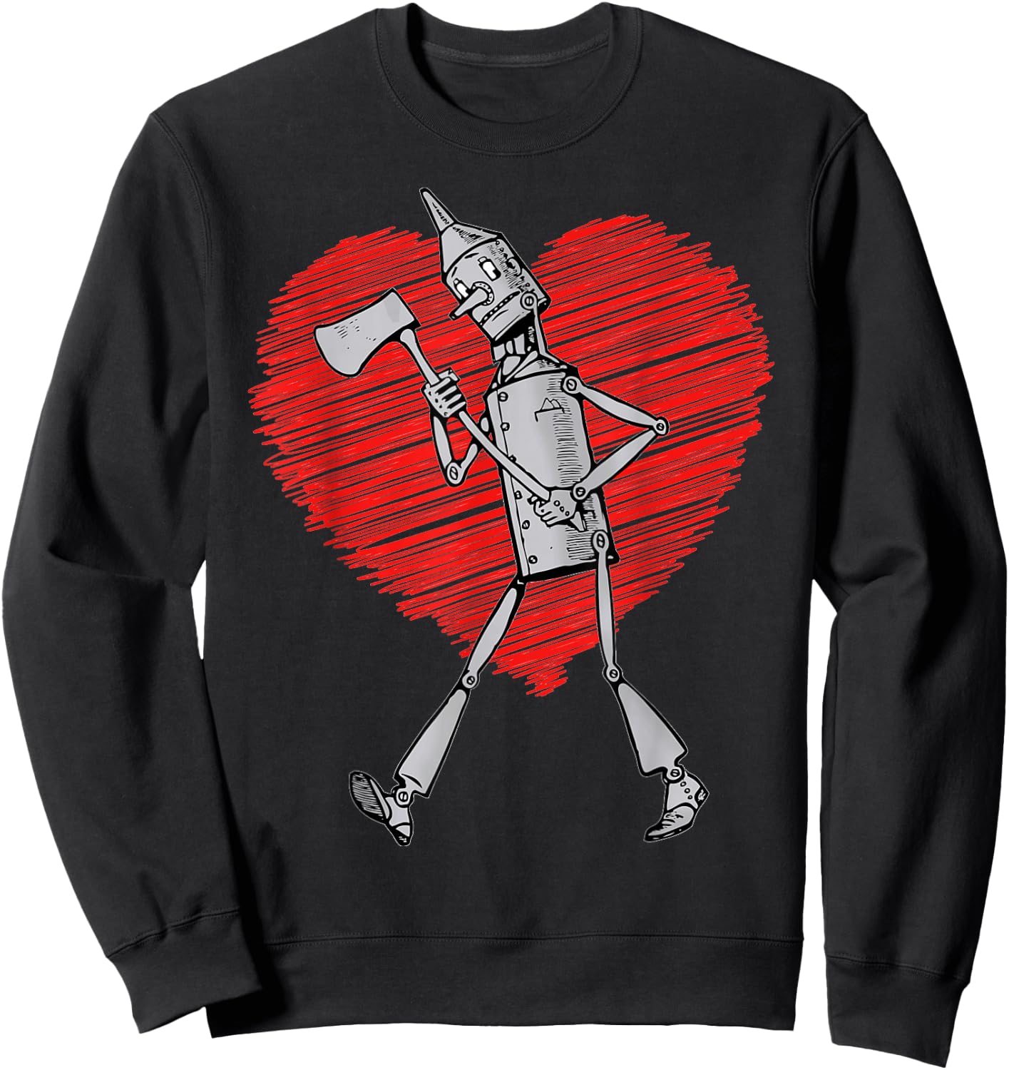 Vintage Wizard of Oz Tin Man Scribble Heart Land of Oz Sweatshirt - Sweatshirt | Black