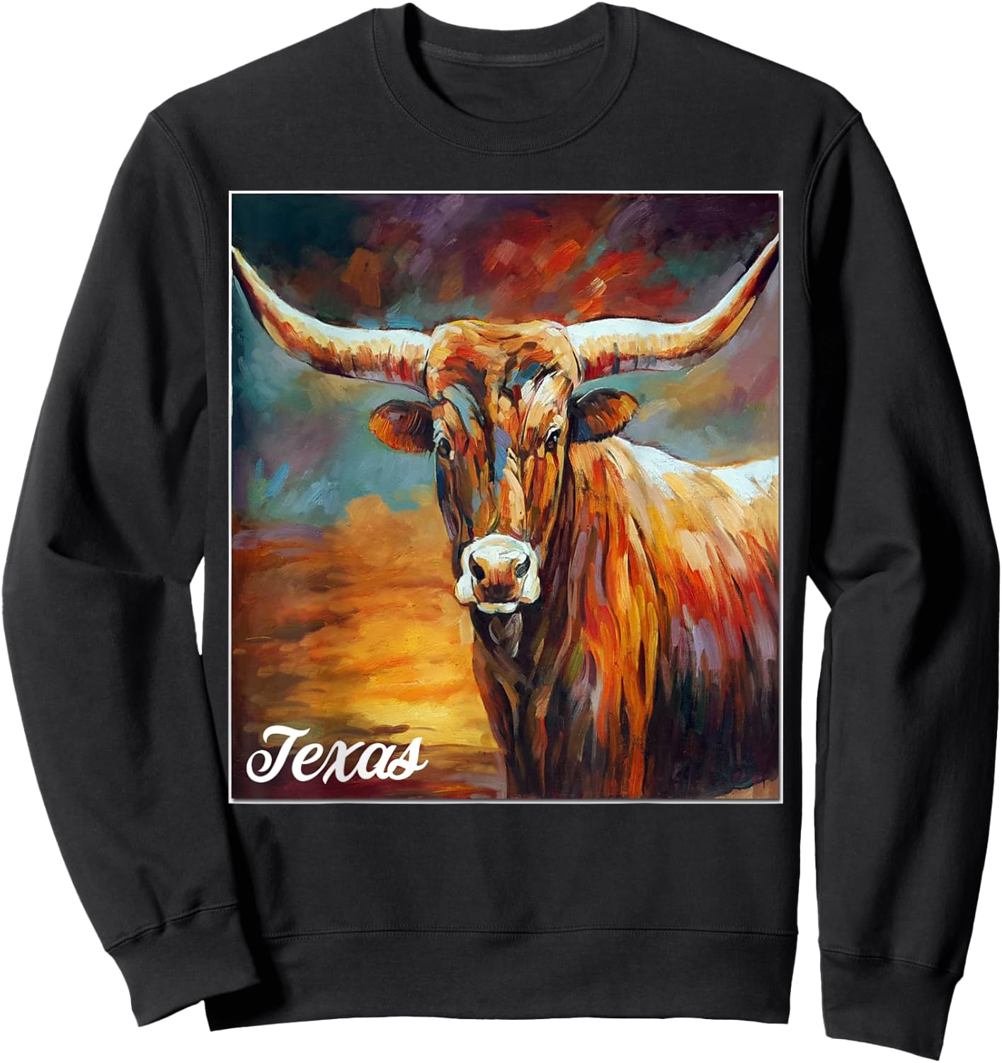 Longhorn Cow Shirts - Longhorn Cattle Gifts - Texas Cattle Sweatshirt - Sweatshirt | Black
