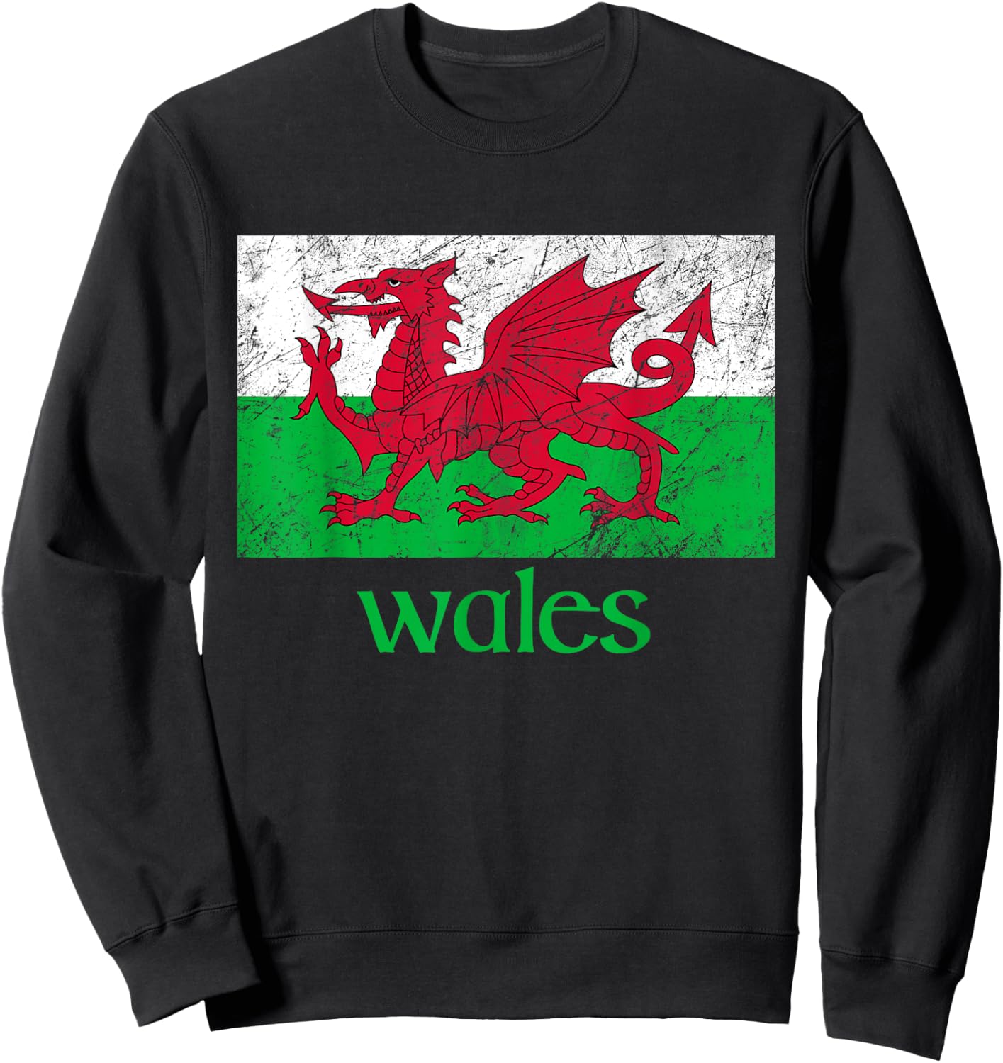 Dragon of Wales Flag Welsh Cymru Flags Medieval Sweatshirt - Sweatshirt | Black