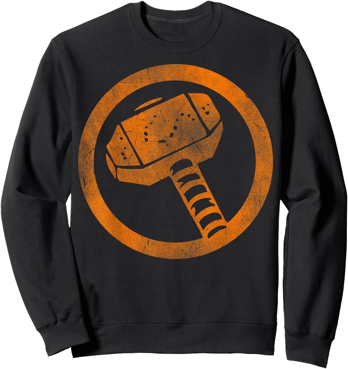 Marvel Thor Hammer Logo Orange Tonal Cut-Out Halloween Sweatshirt - Sweatshirt | Black