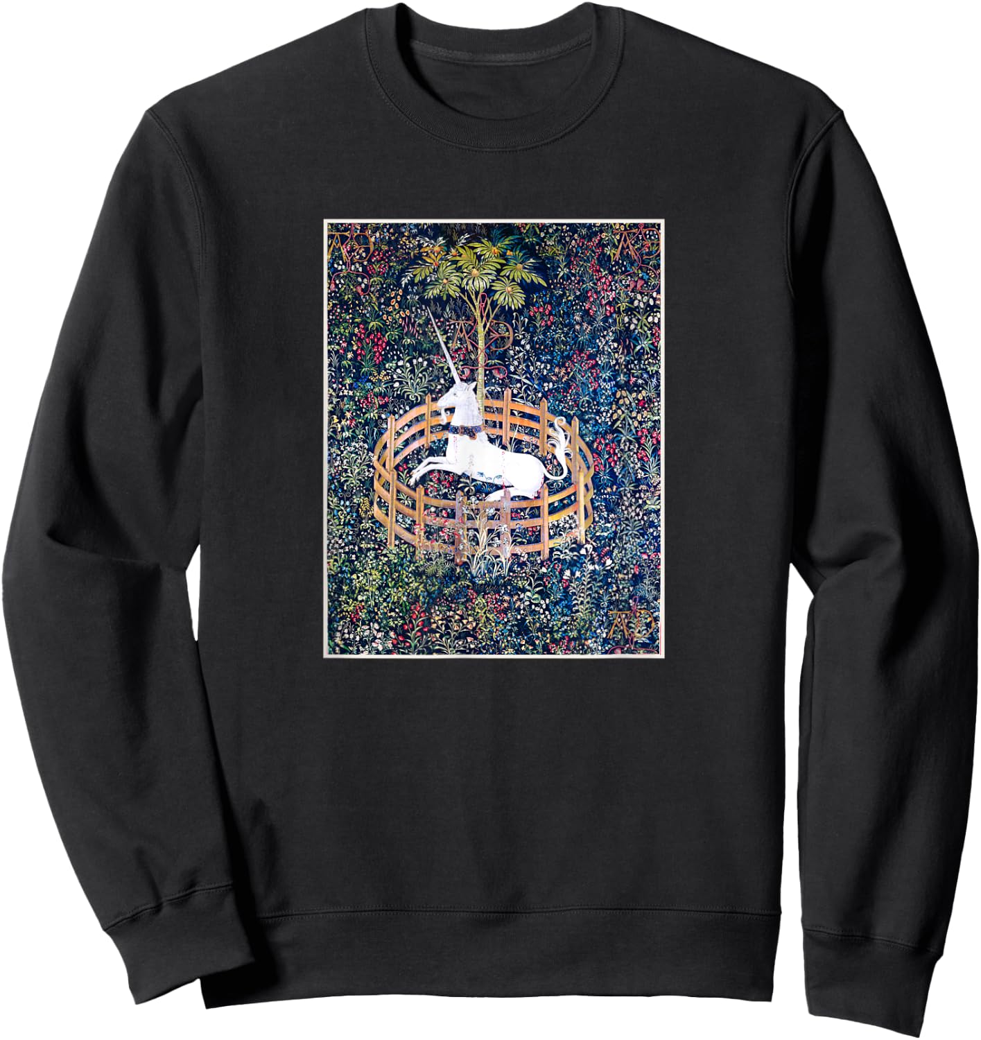 Unicorn medieval Renaissance unicorn art aesthetics Sweatshirt - Sweatshirt | Black
