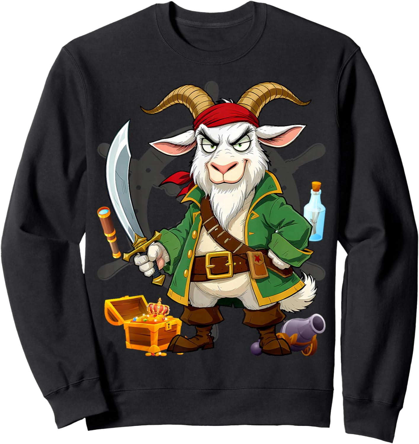 Pirate Goat Halloween Party Kids Costume Jolly Roger Sweatshirt - Sweatshirt | Black