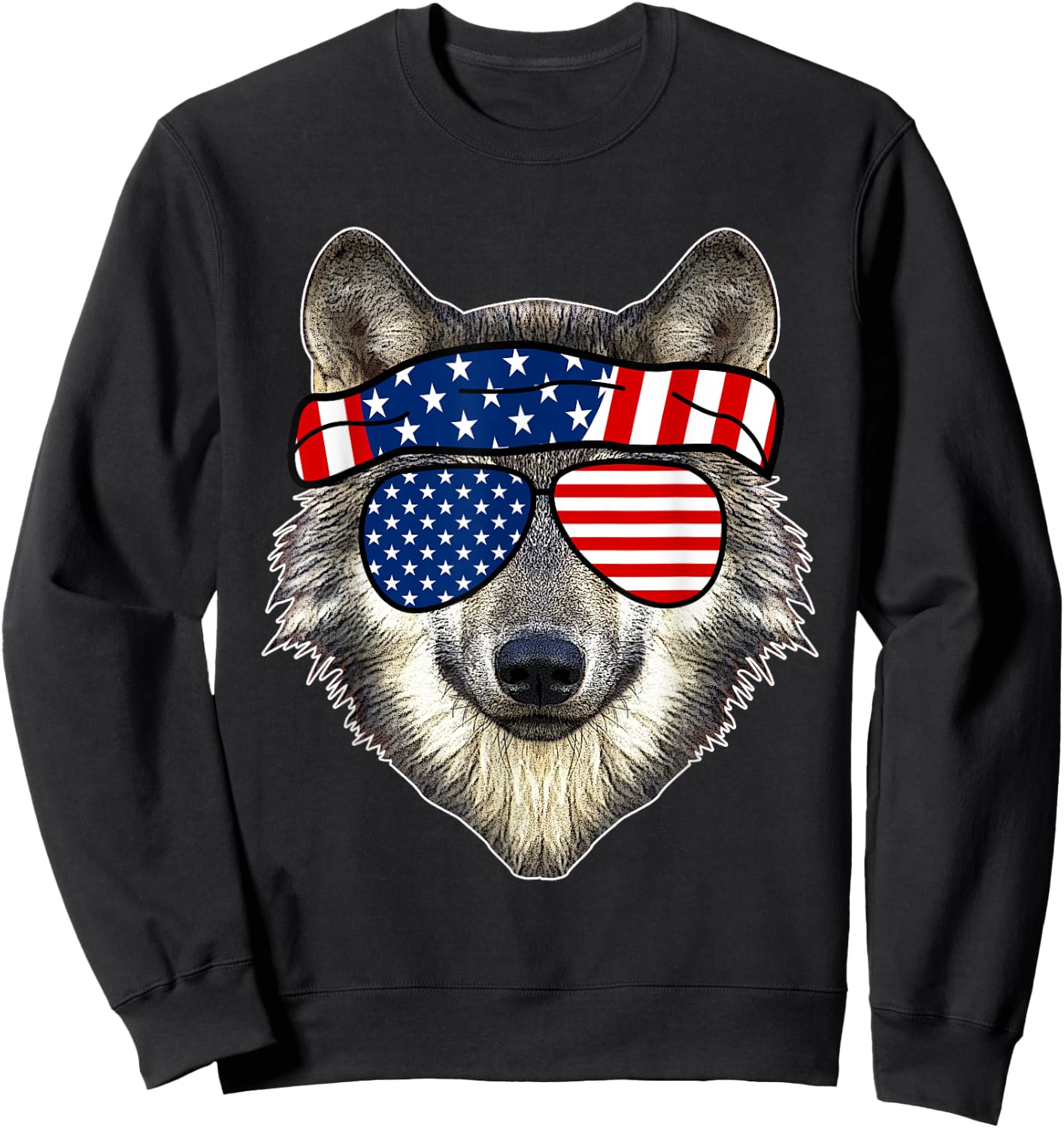 American Sunglasses Wolf 4th of July Awesome USA Gift Sweatshirt - Sweatshirt | Black
