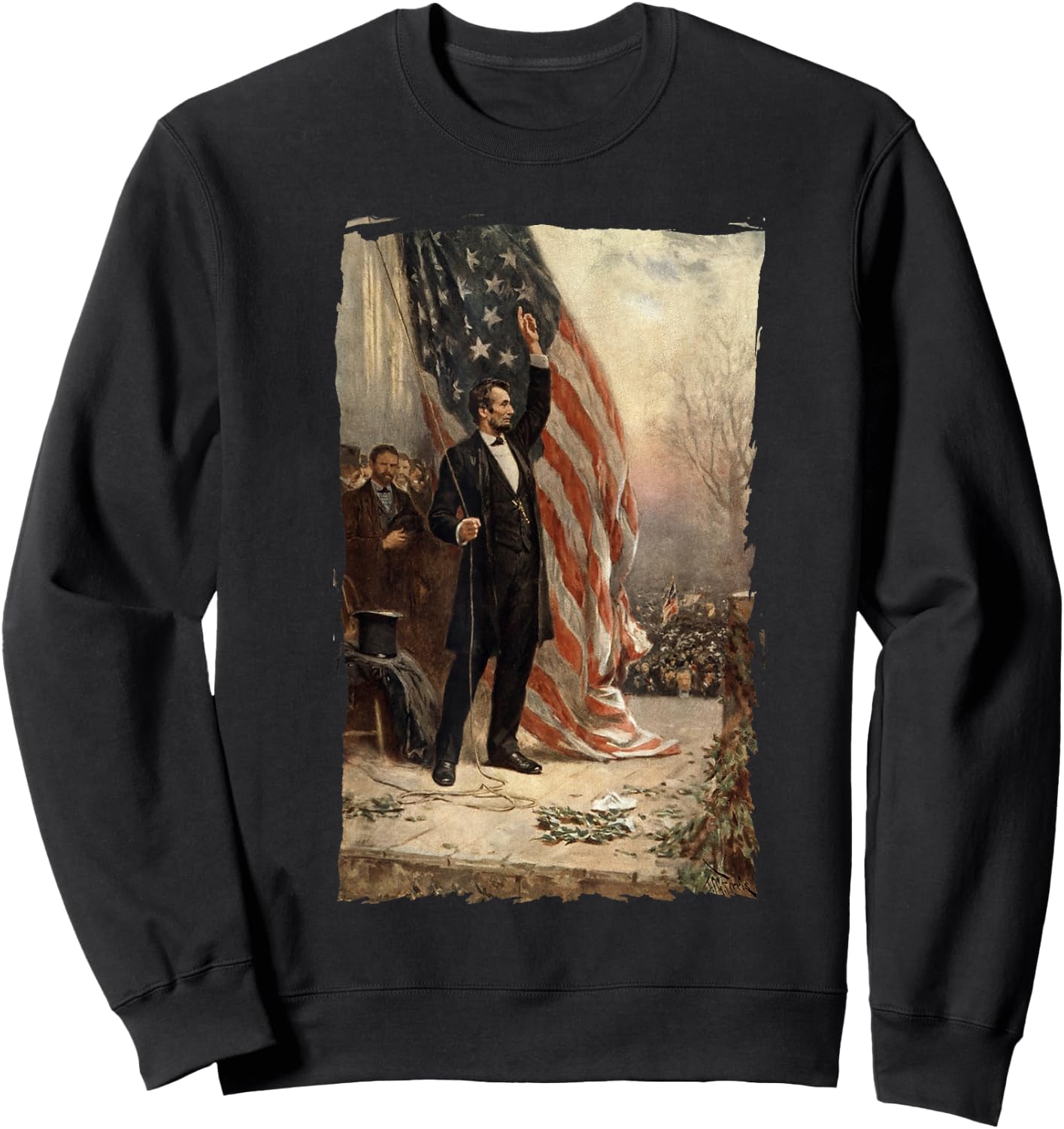 4th of July Independence Day American Flag Abraham Lincoln Kids Men Sweatshirt - Sweatshirt | Black