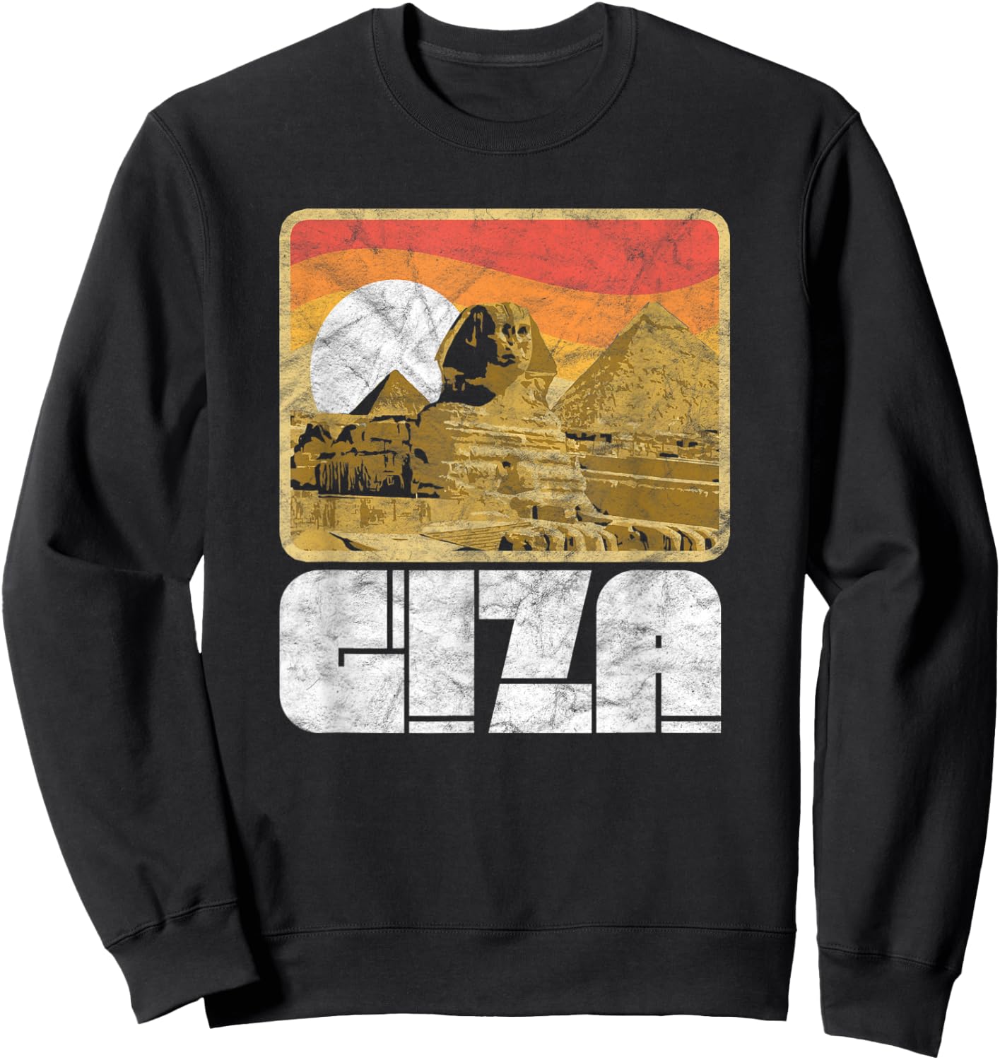 Retro Pyramids & Sphinx 80's Style Giza Egypt Graphic Sweatshirt - Sweatshirt | Black