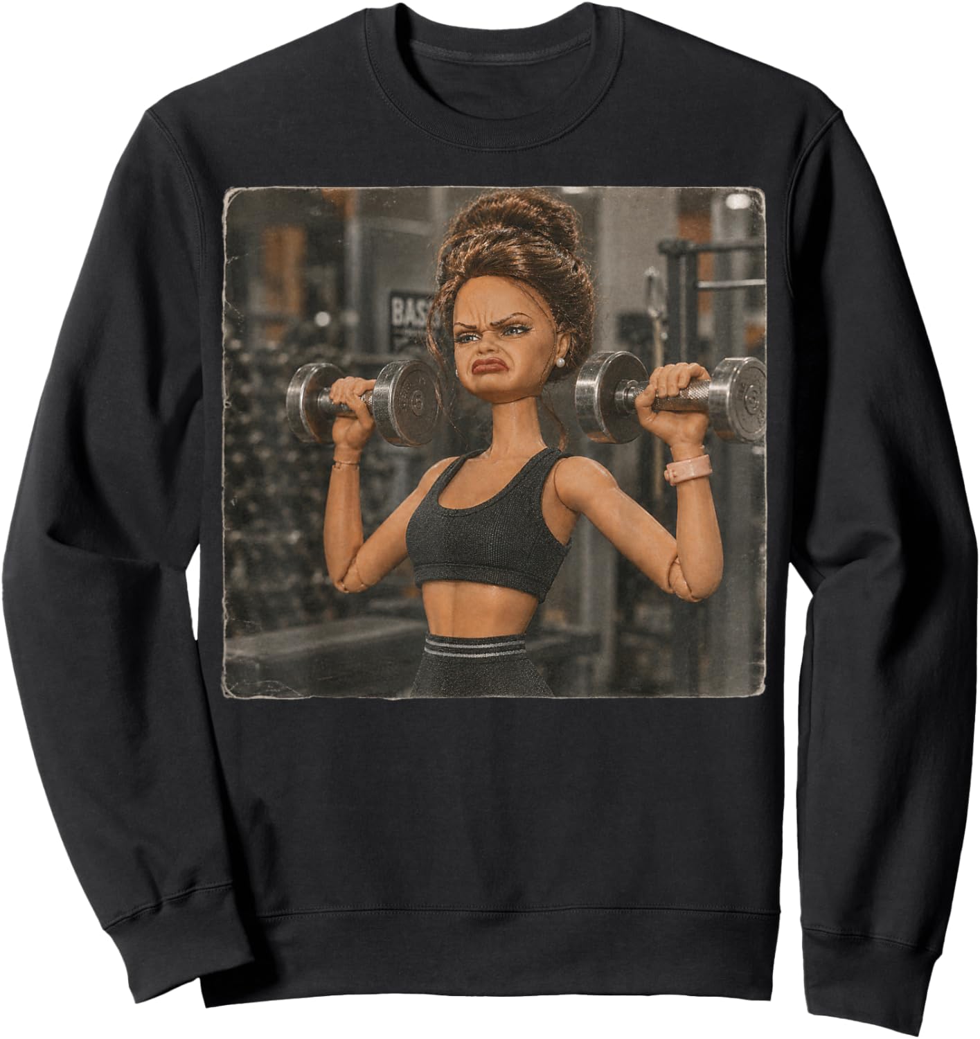 Funny Disgusting Gym Girl Gym Workout Meme Lifting Weights Sweatshirt - Sweatshirt | Black