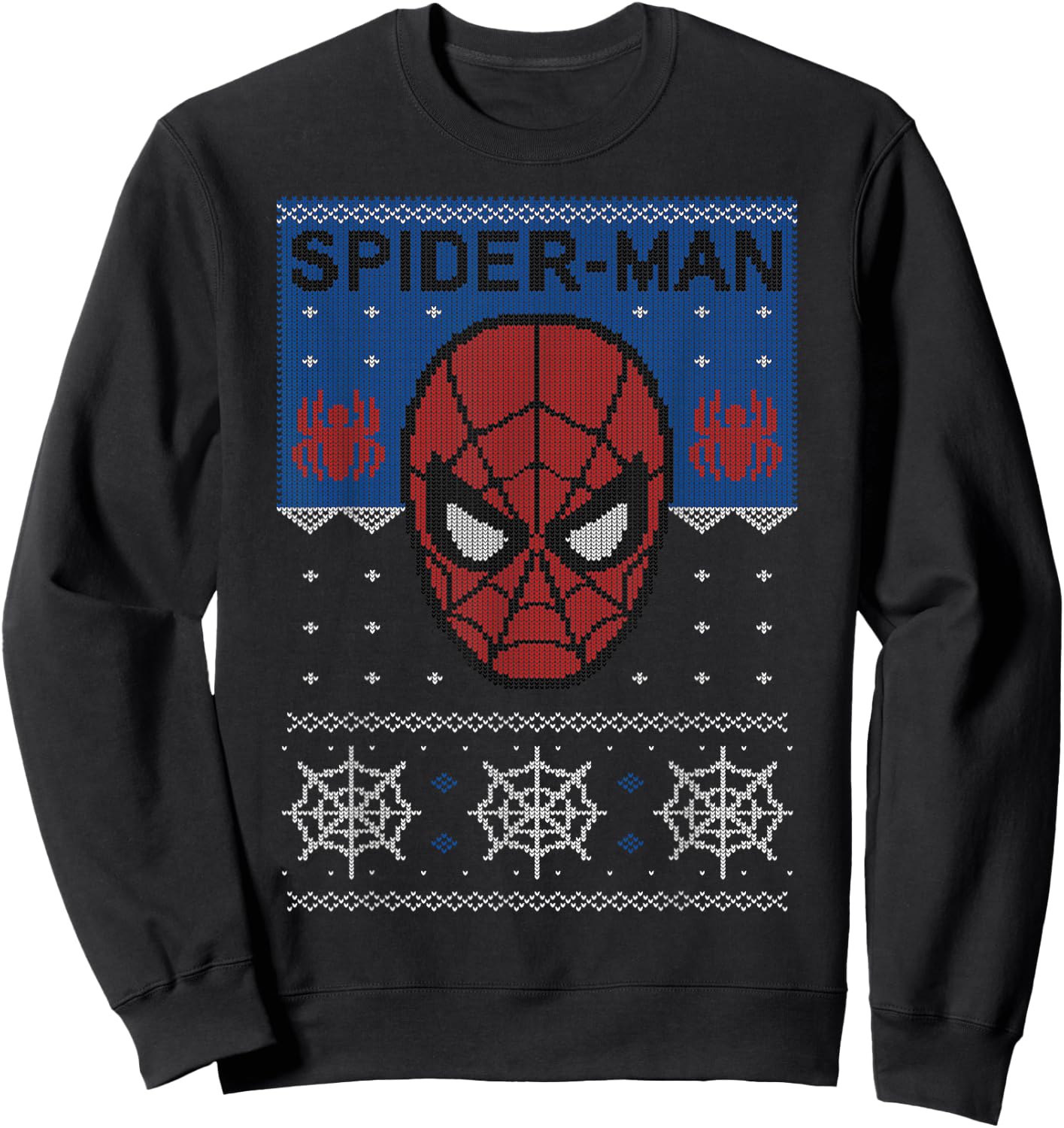 Marvel Spider-Man Mask Ugly Christmas Sweater Sweatshirt - Sweatshirt | Black