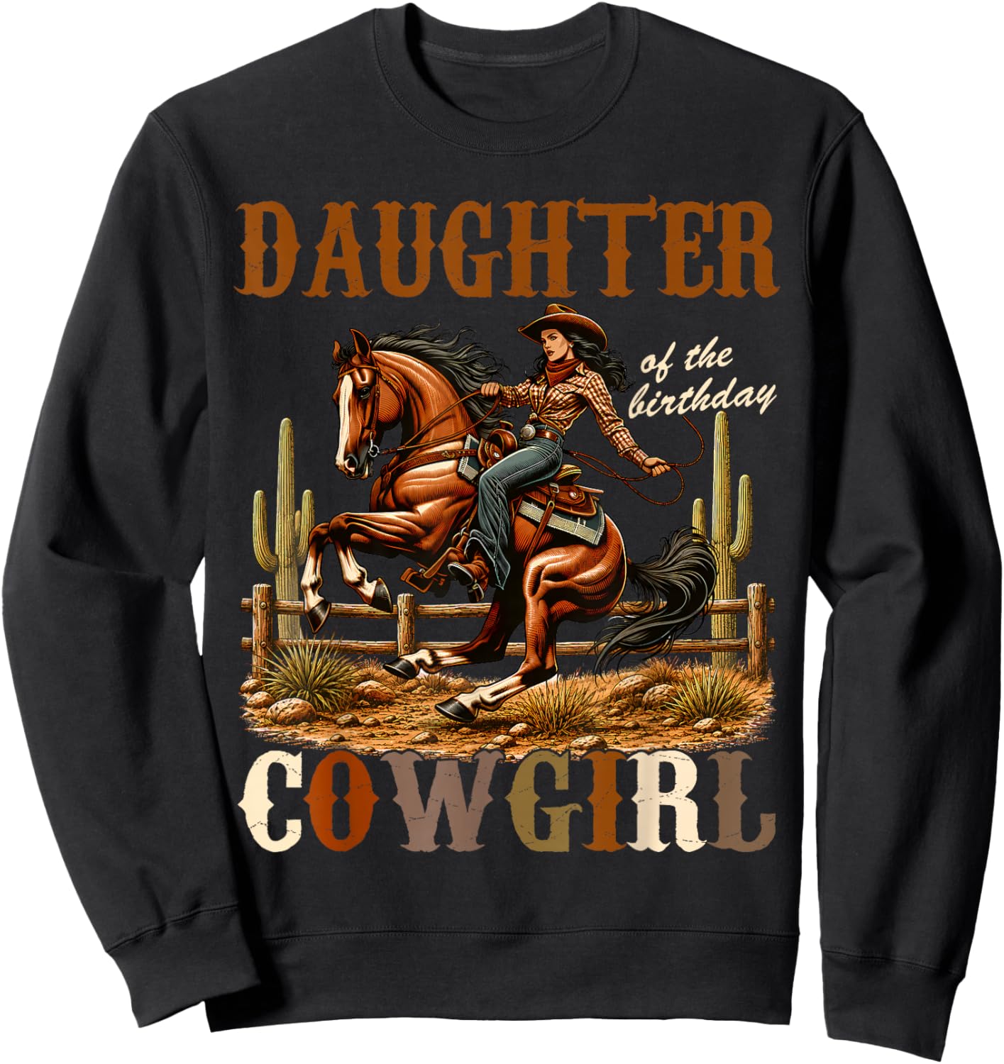 Daughter of The Birthday Cowgirl Vintage Christmas Xmas Sweatshirt - Sweatshirt | Black