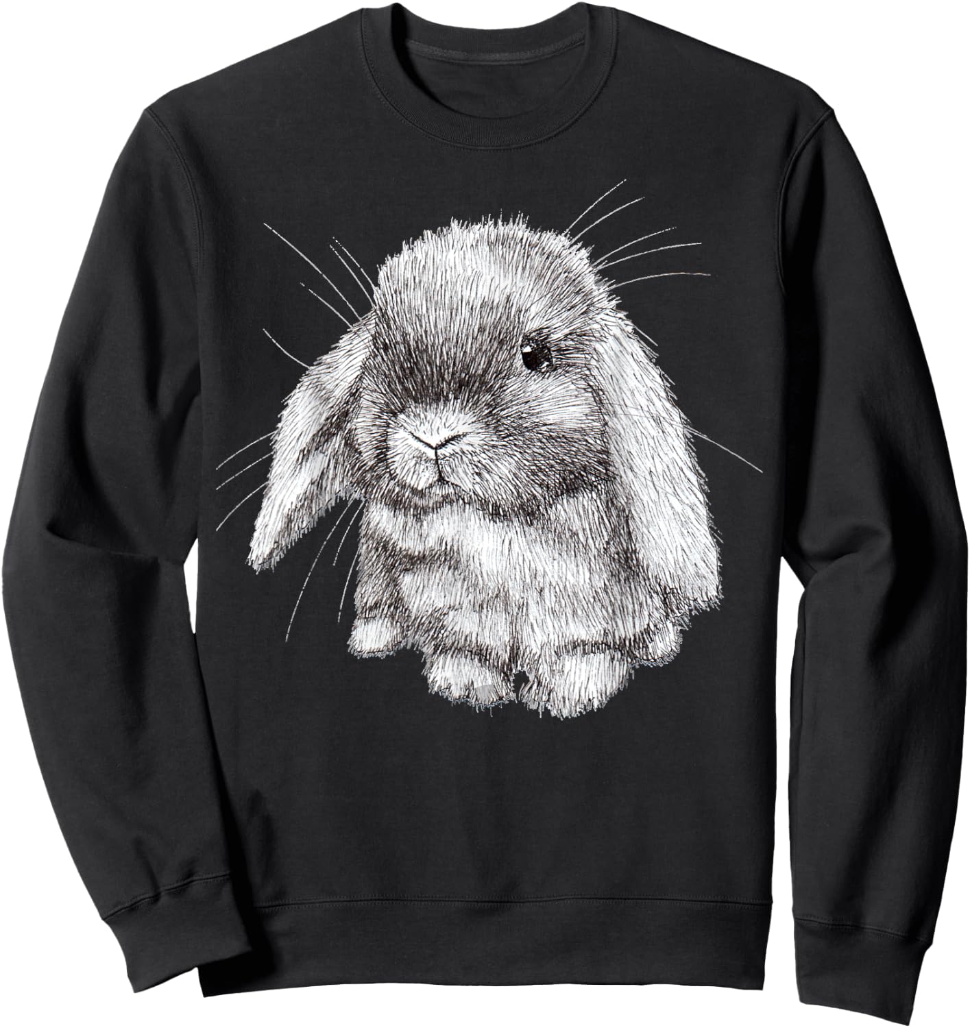 Lop Eared Bunny Rabbit Sketch Childrens Sweatshirt - Sweatshirt | Black