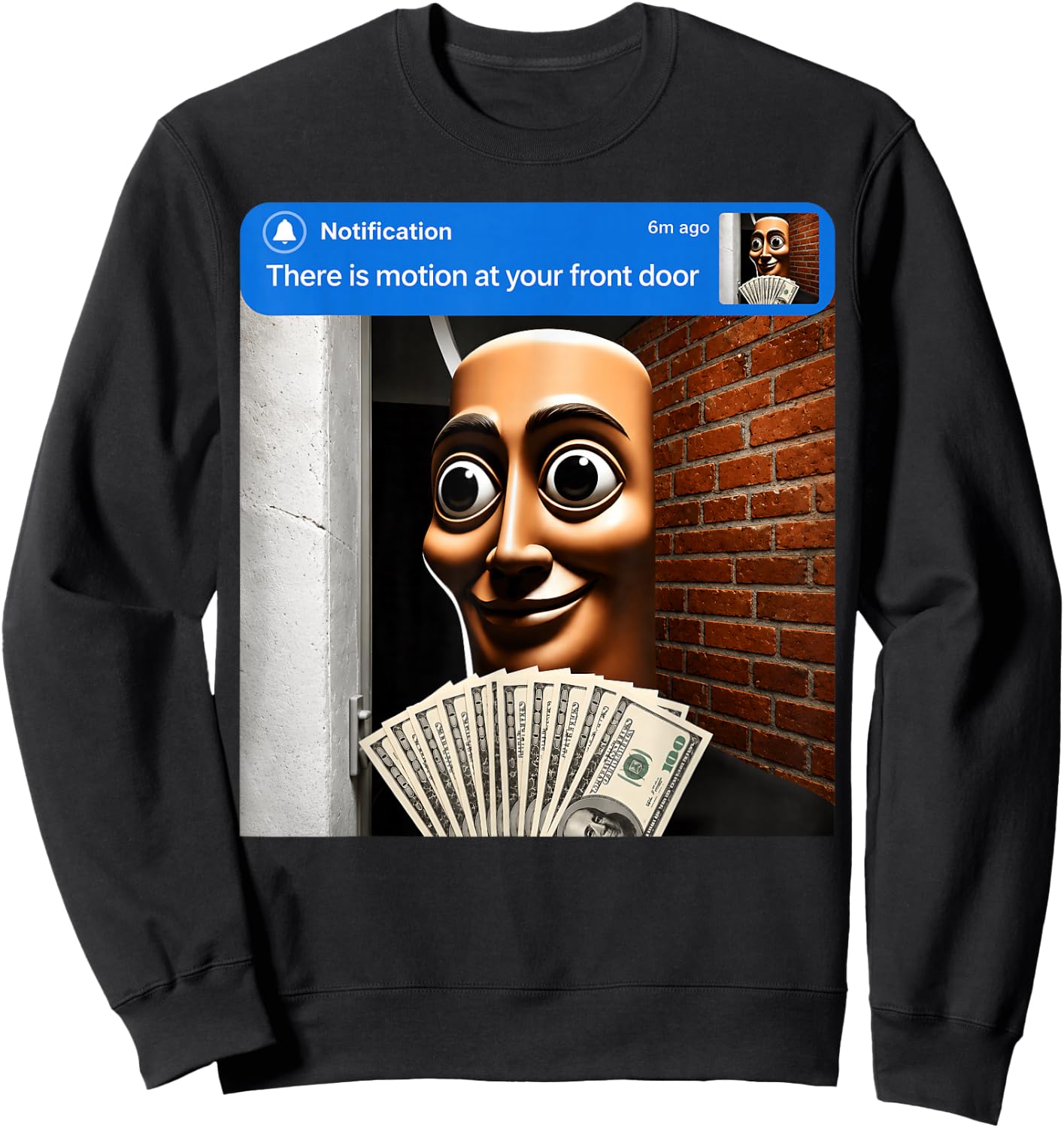 There is Motion at Your Front Door Tung Tung Tung sahur Meme Sweatshirt - Sweatshirt | Black