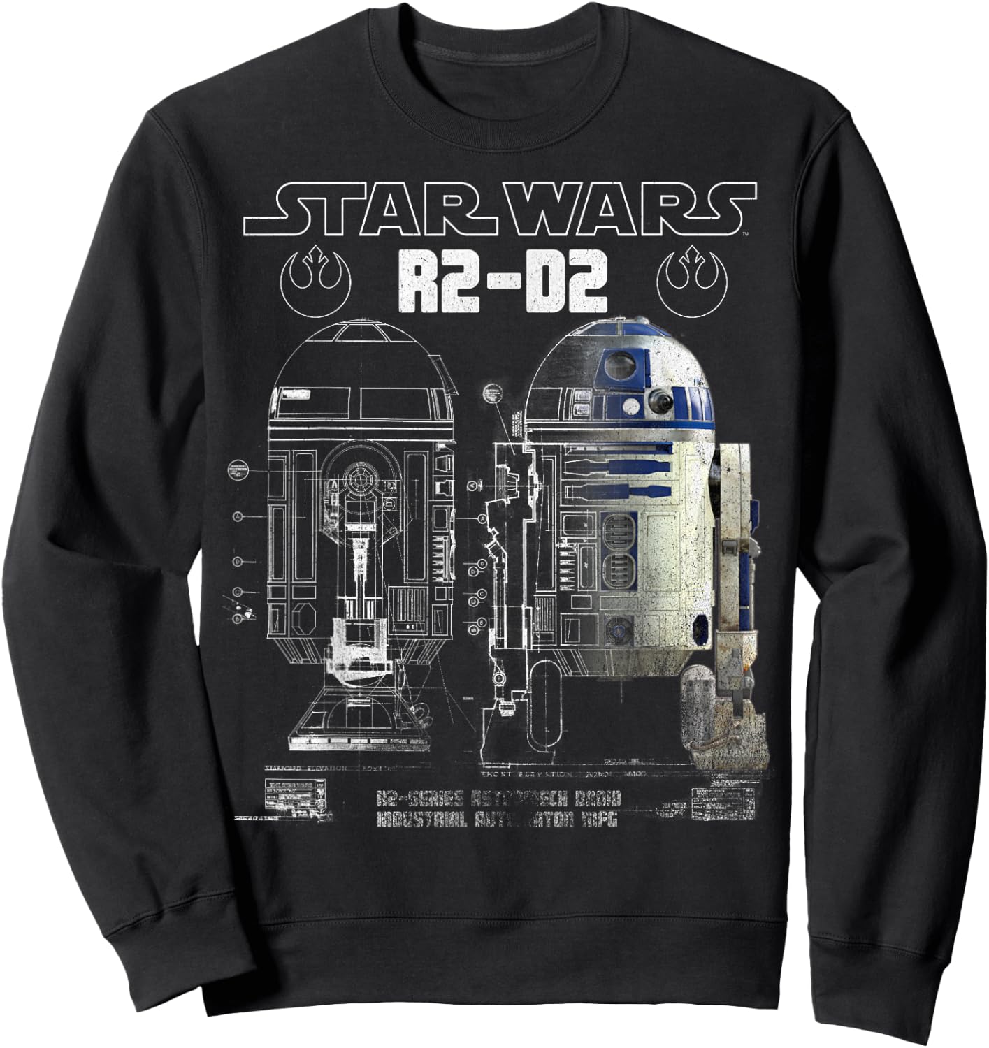 Star Wars R2-D2 Astromech Droid Schematic Graphic Sweatshirt - Sweatshirt | Black