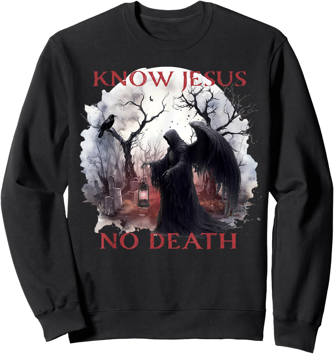 Christian Halloween Know Jesus No Death, Angel Of Death Sweatshirt - Sweatshirt | Black