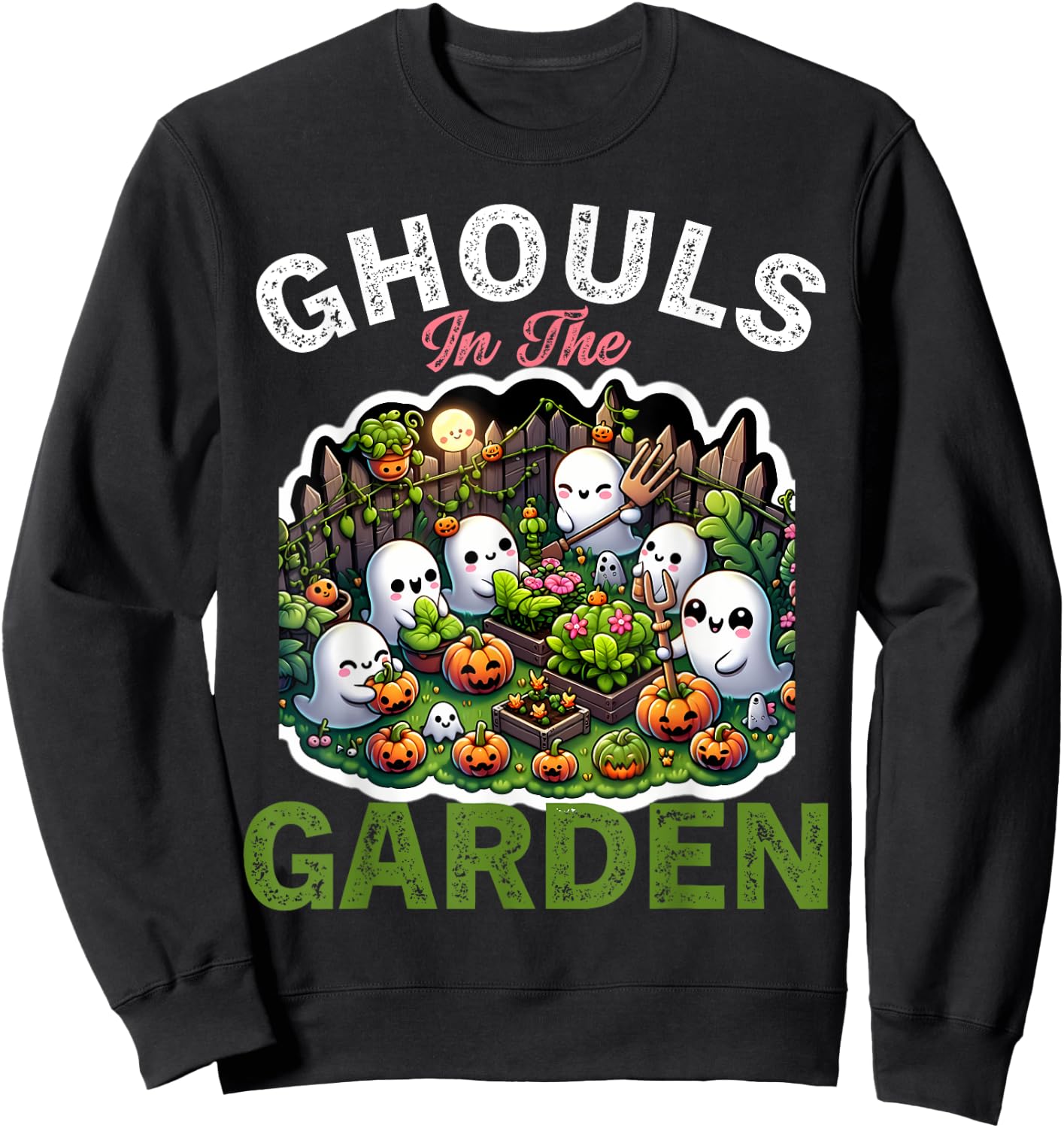 Ghouls in the Garden Spooky Halloween Ghost Gardening Sweatshirt - Sweatshirt | Black