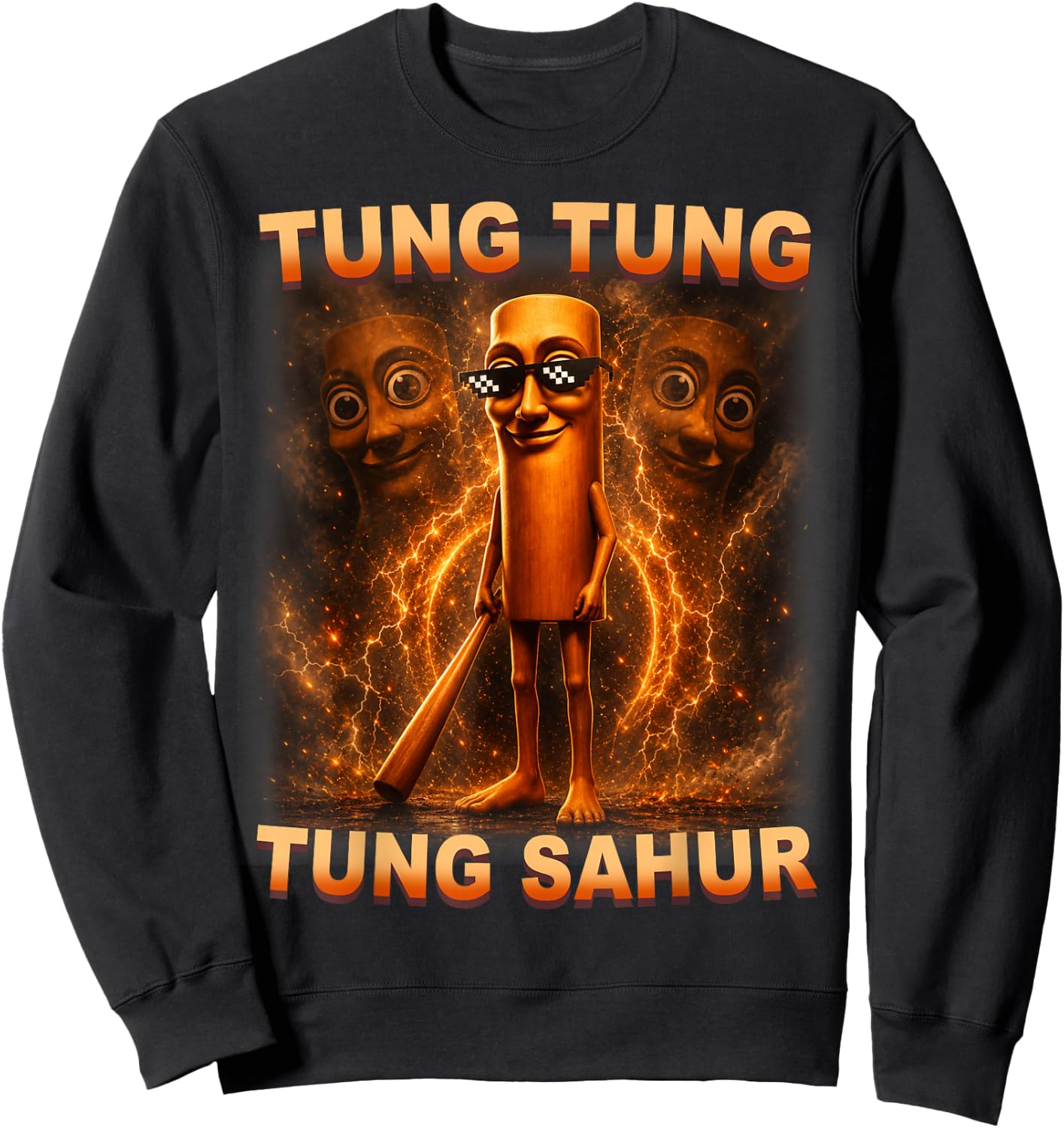 Tung Tung Tung Sahur is Calling Funny Italian Brainrot Sweatshirt - Sweatshirt | Black