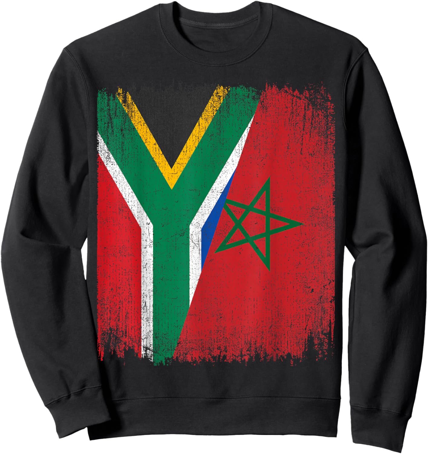 Half South Africa Morocco Split Flag African Pride Roots Sweatshirt - Sweatshirt | Black
