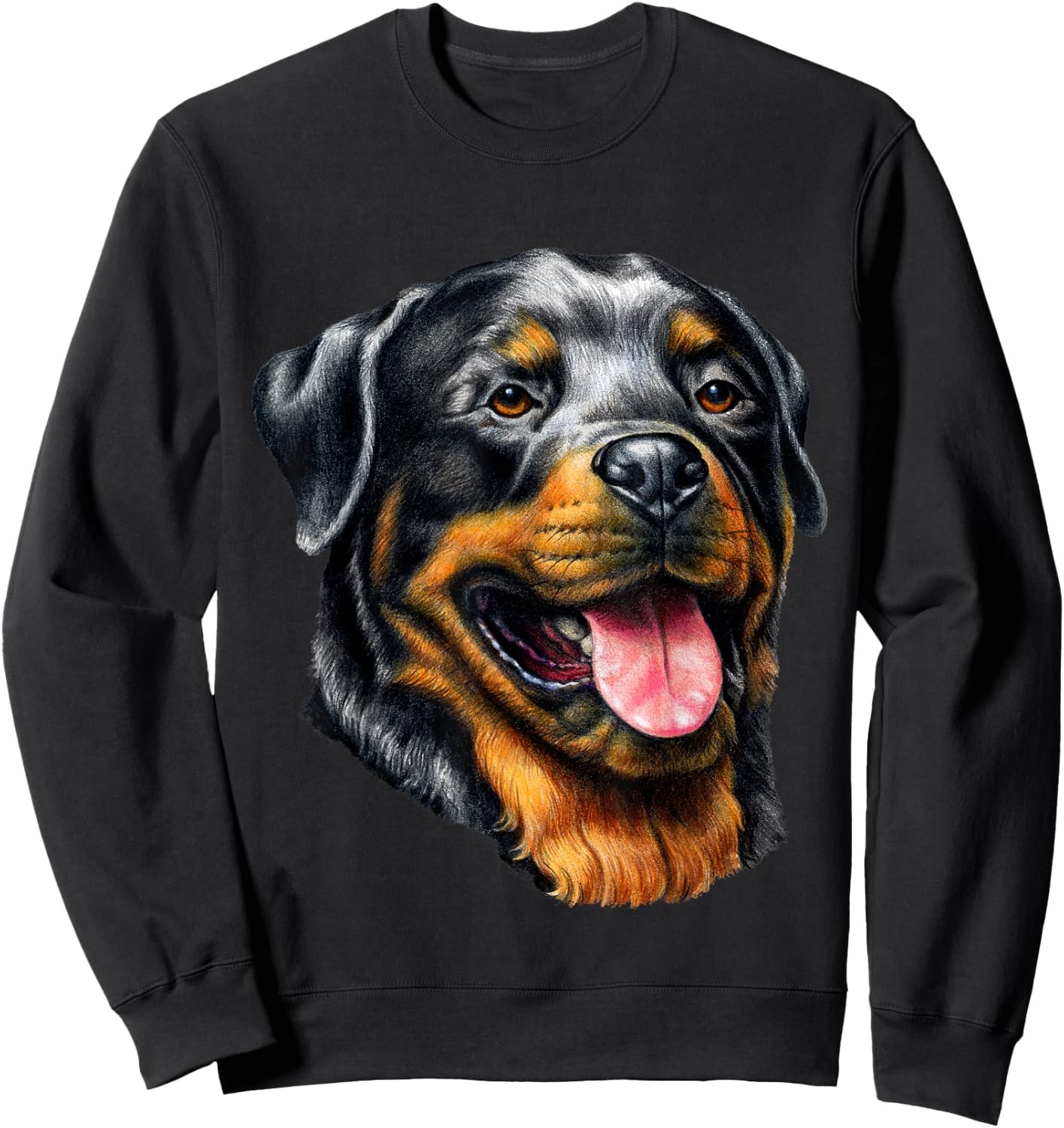 Face Portrait Watercolor Painting Rott Cool Dog Rottweiler Sweatshirt - Sweatshirt | Black