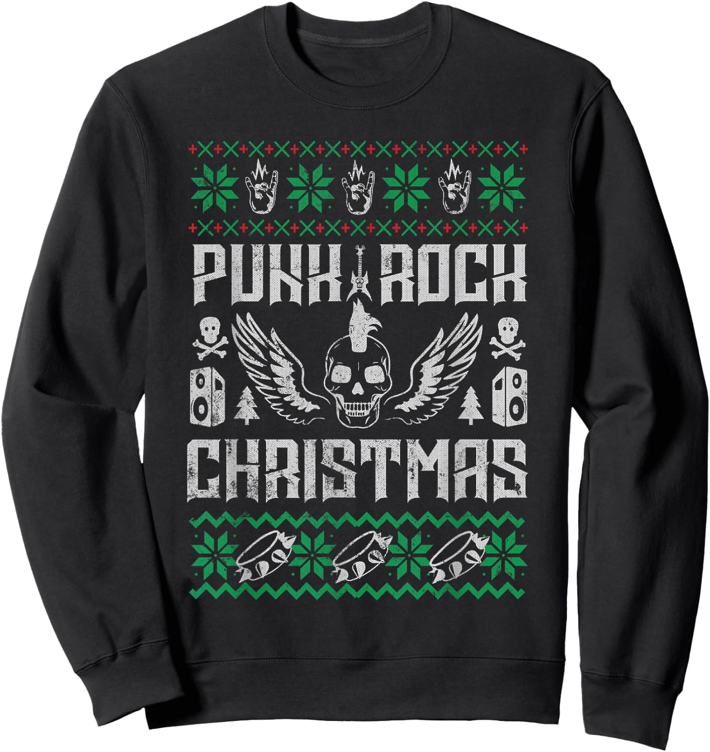 Punk Rock Ugly Grunge Holiday Christmas Music Design Sweatshirt - Sweatshirt | Black
