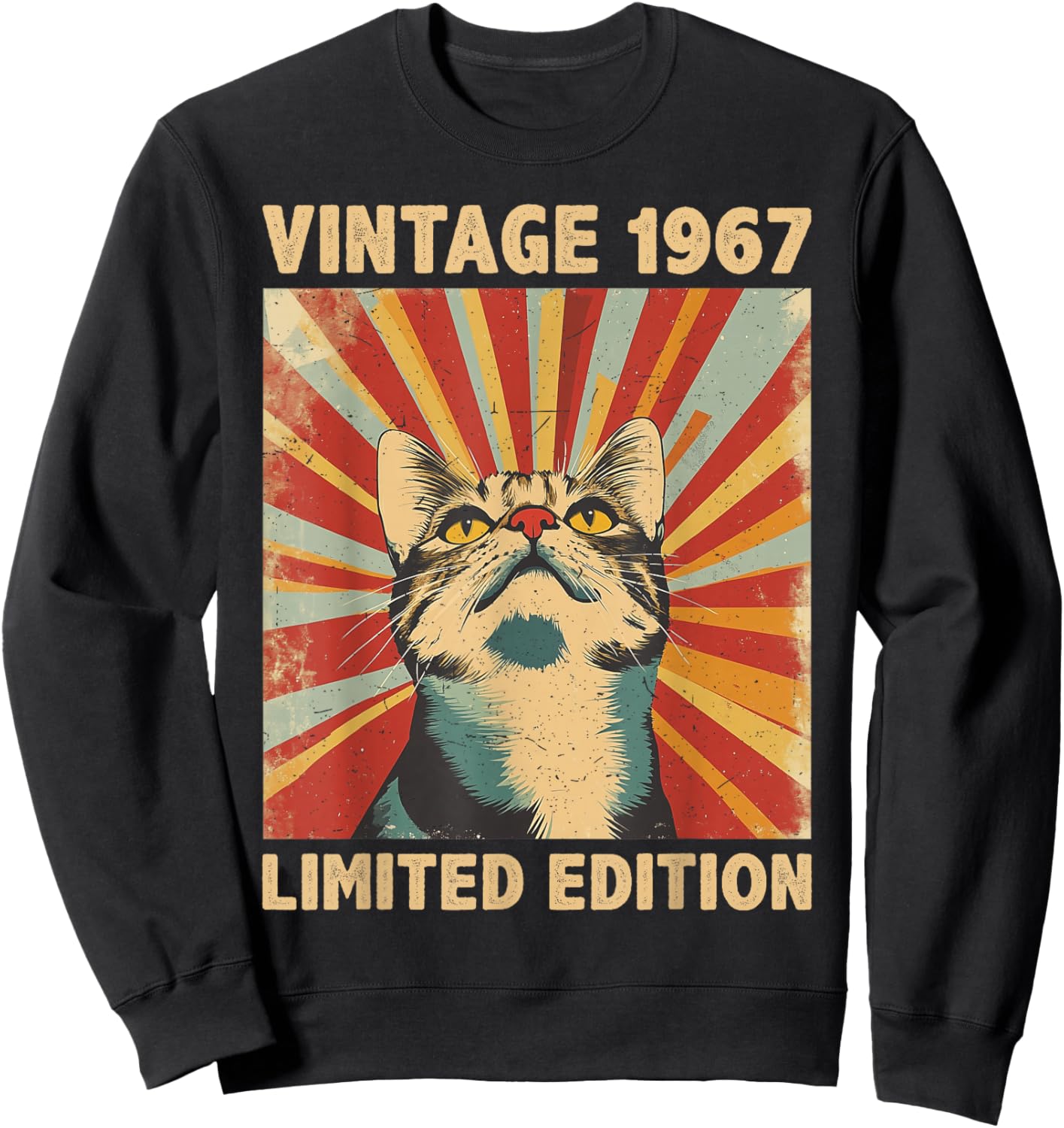 59 Years Old Gift Vintage 1967 Cat Lover 59th Birthday Sweatshirt - Sweatshirt | Black