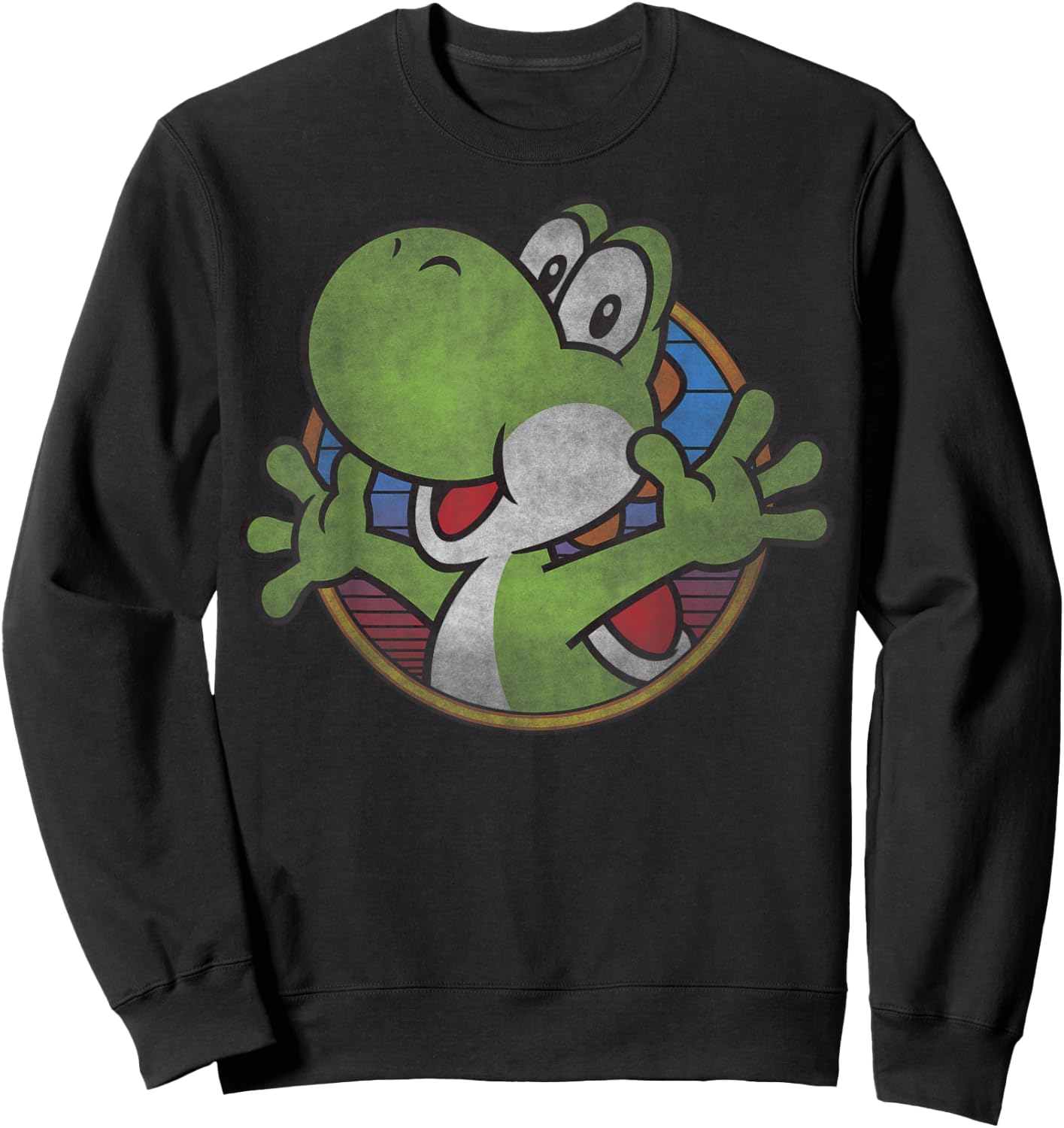 Super Mario Yoshi Color Fade Circle Logo Sweatshirt - Sweatshirt | Black