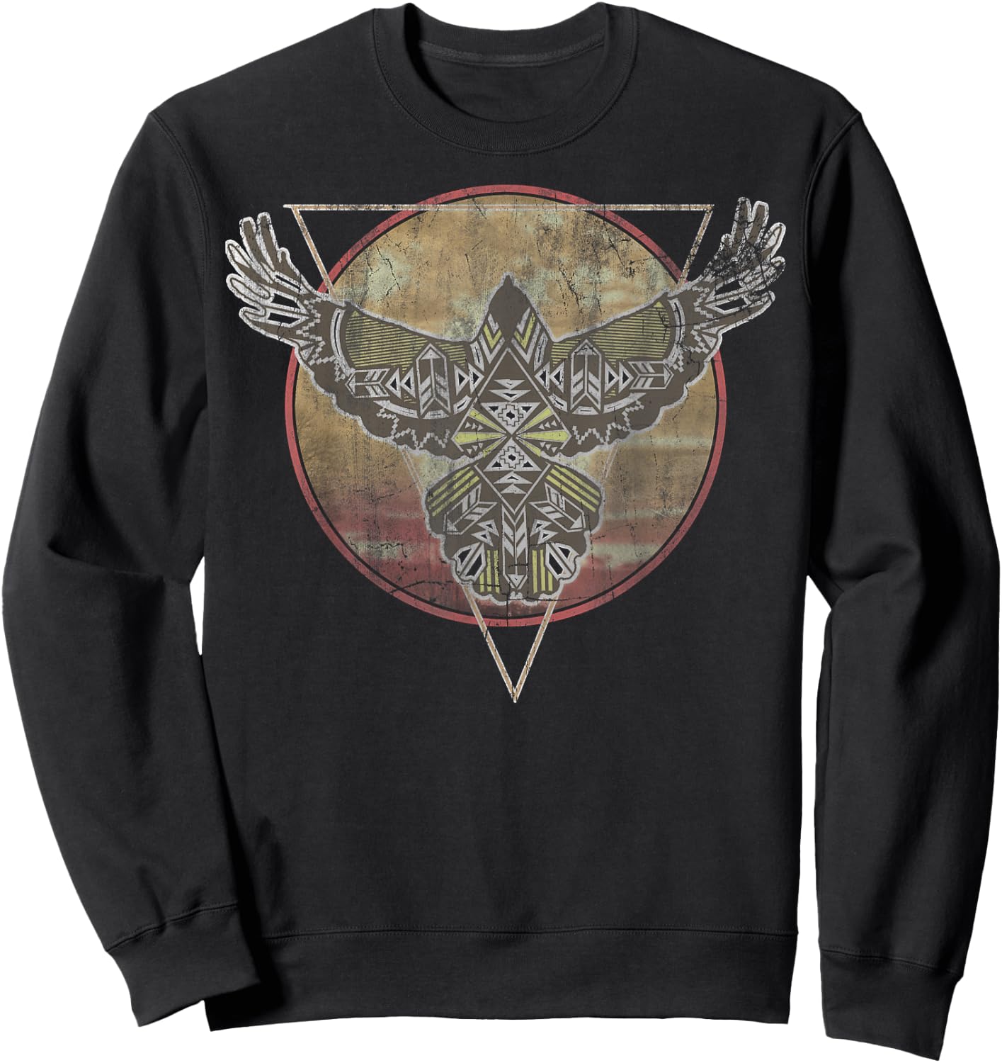Geometric Spirit Eagle Over The Moon Sweatshirt - Sweatshirt | Black