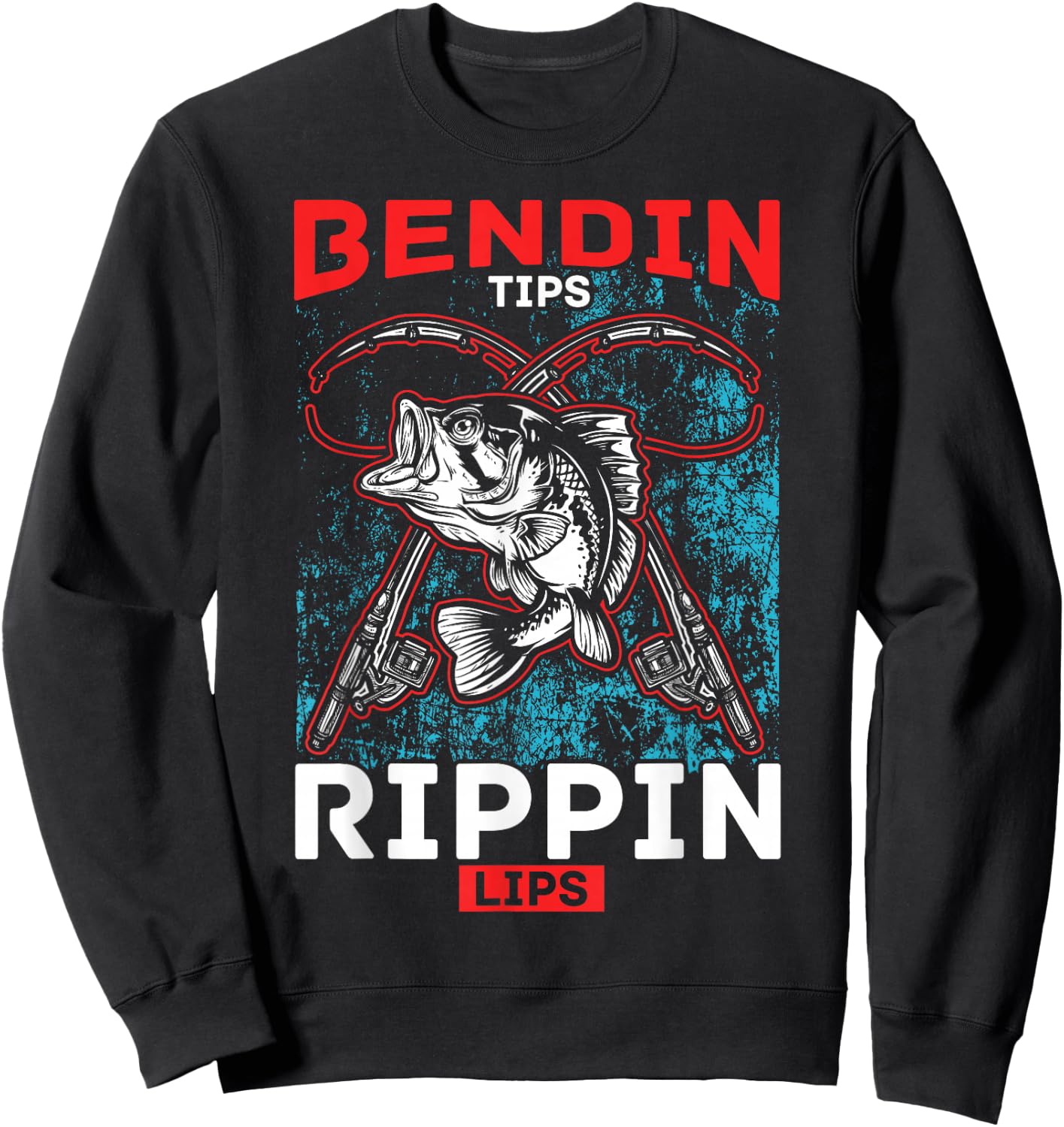 Bending Tips Ripping Lips Fishing Humour Gift Sweatshirt - Sweatshirt | Black