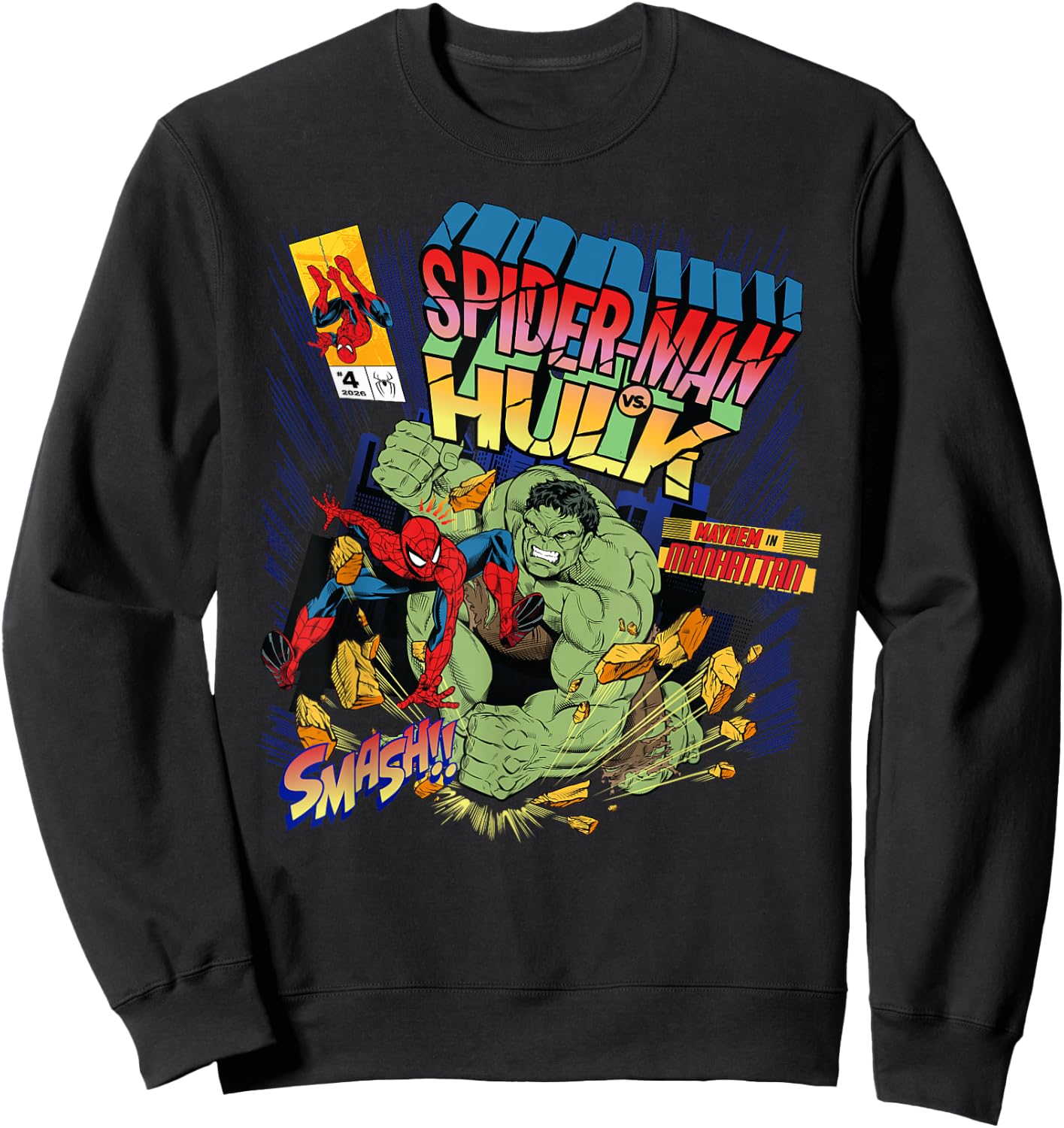 Marvel Studios Spider-Man BND Movie 2026 vs Hulk Comic Cover Sweatshirt - Sweatshirt | Black
