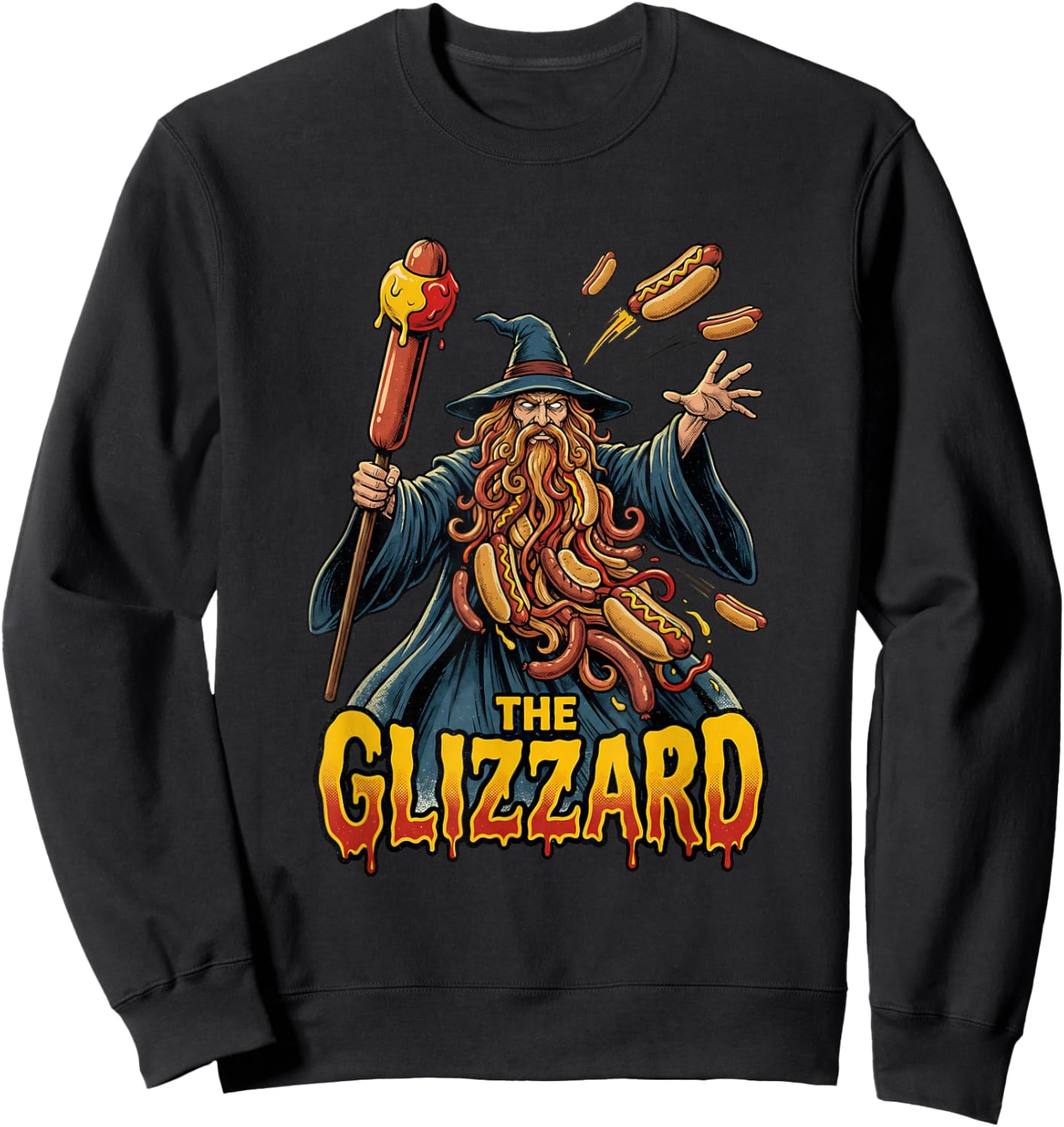 The Glizzard Hot Dog Wizard Funny Glizzy Sweatshirt - Sweatshirt | Black