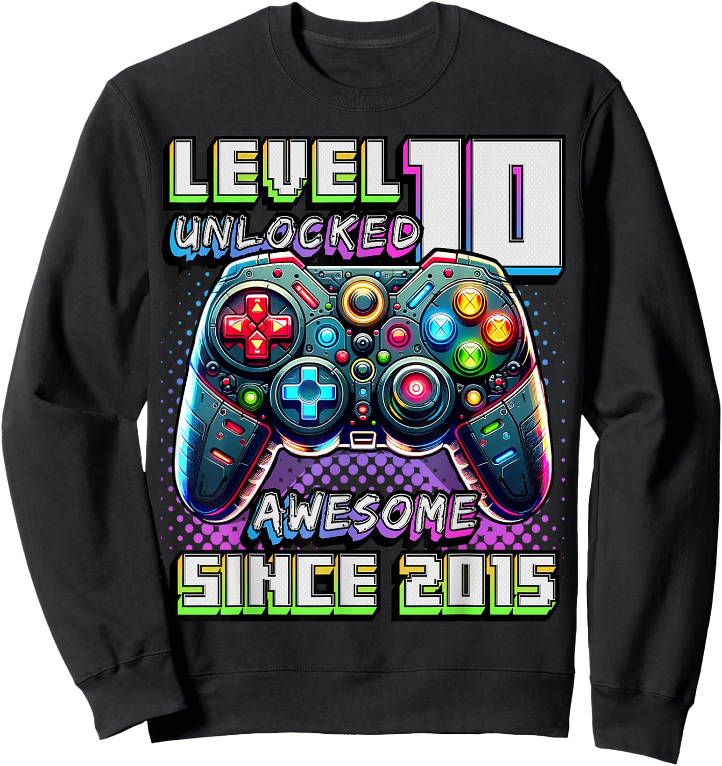 10th Birthday Boy Level 10 Gamer 10 Year Video Game Party Sweatshirt - Sweatshirt | Black