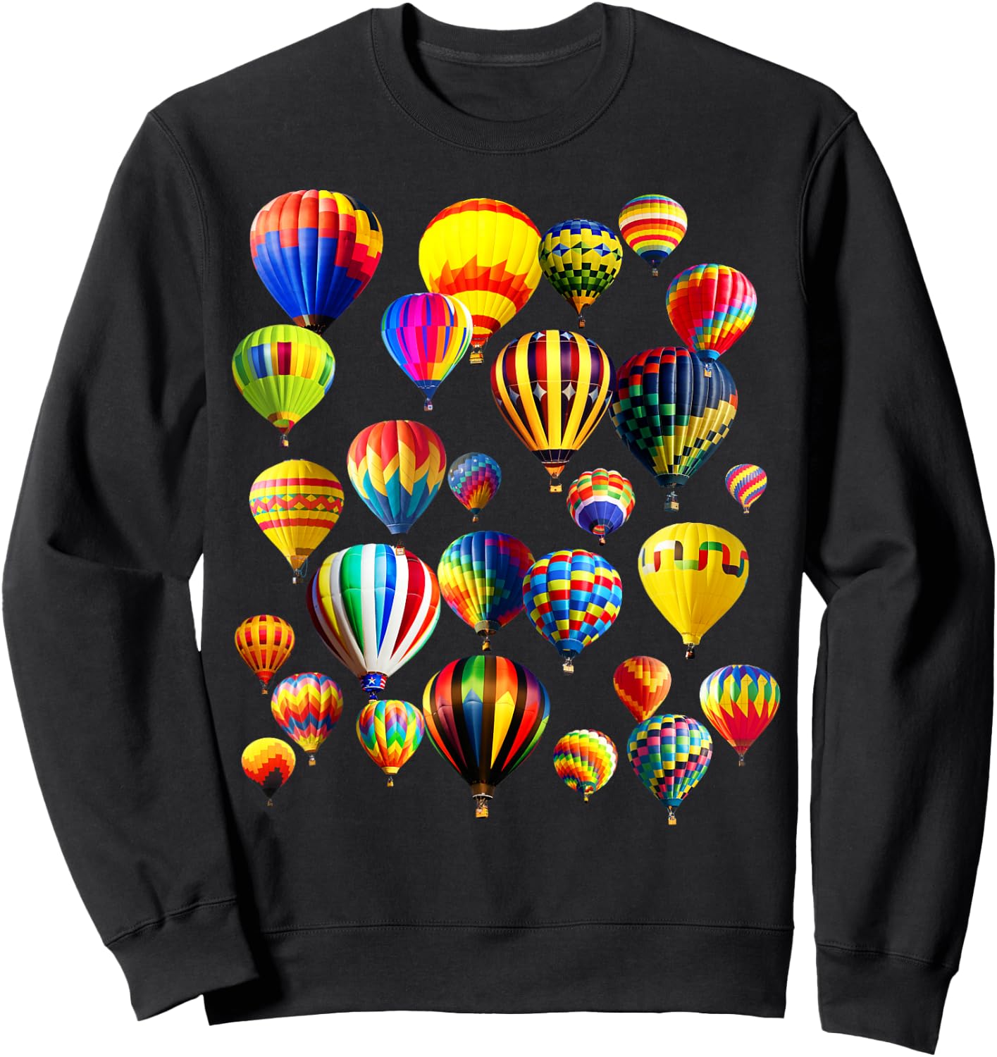 Colorful Cute Hot Air Balloon Ride Vacation Flying Balloons Sweatshirt - Sweatshirt | Black