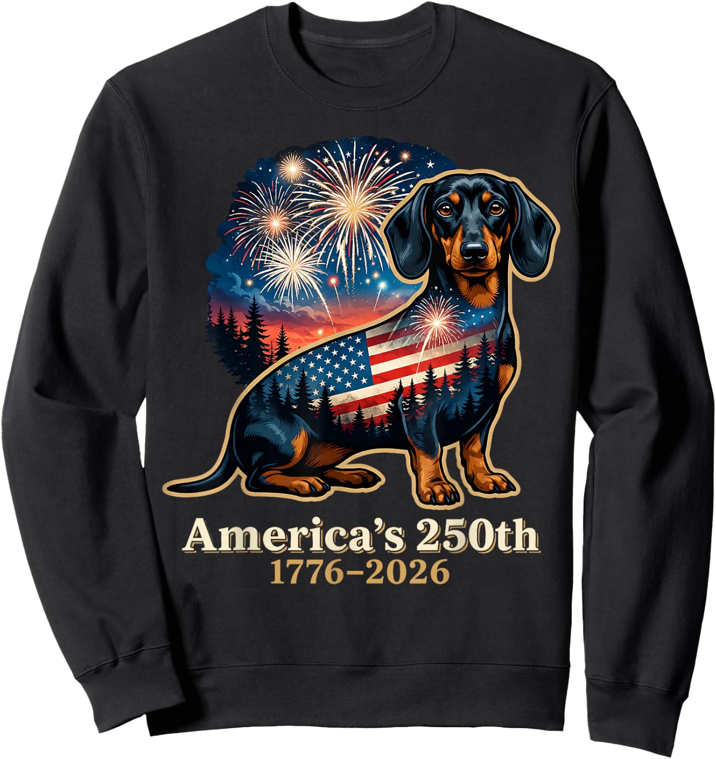 Funny Dachshund 4th of July Sweatshirt - Sweatshirt | Black