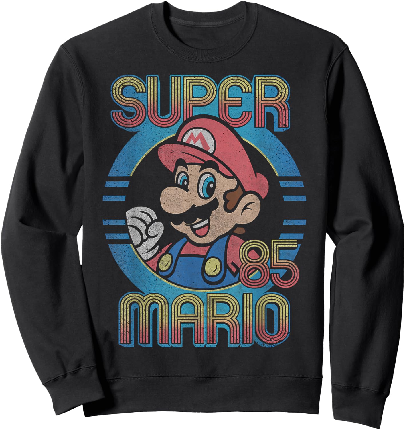 Nintendo Super Mario Retro Circle Vintage Sweatshirt - Sweatshirt | Black
