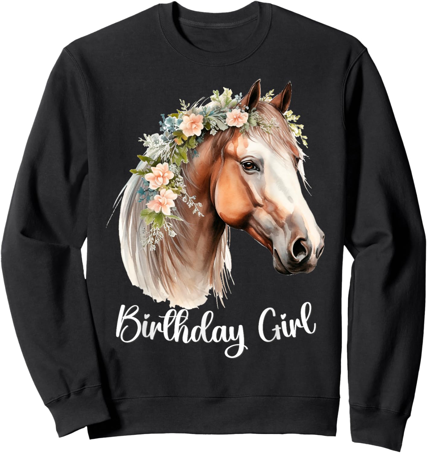 Horse Birthday Girl Party Outfit Pony Daughter Women Girls Sweatshirt - Sweatshirt | Black