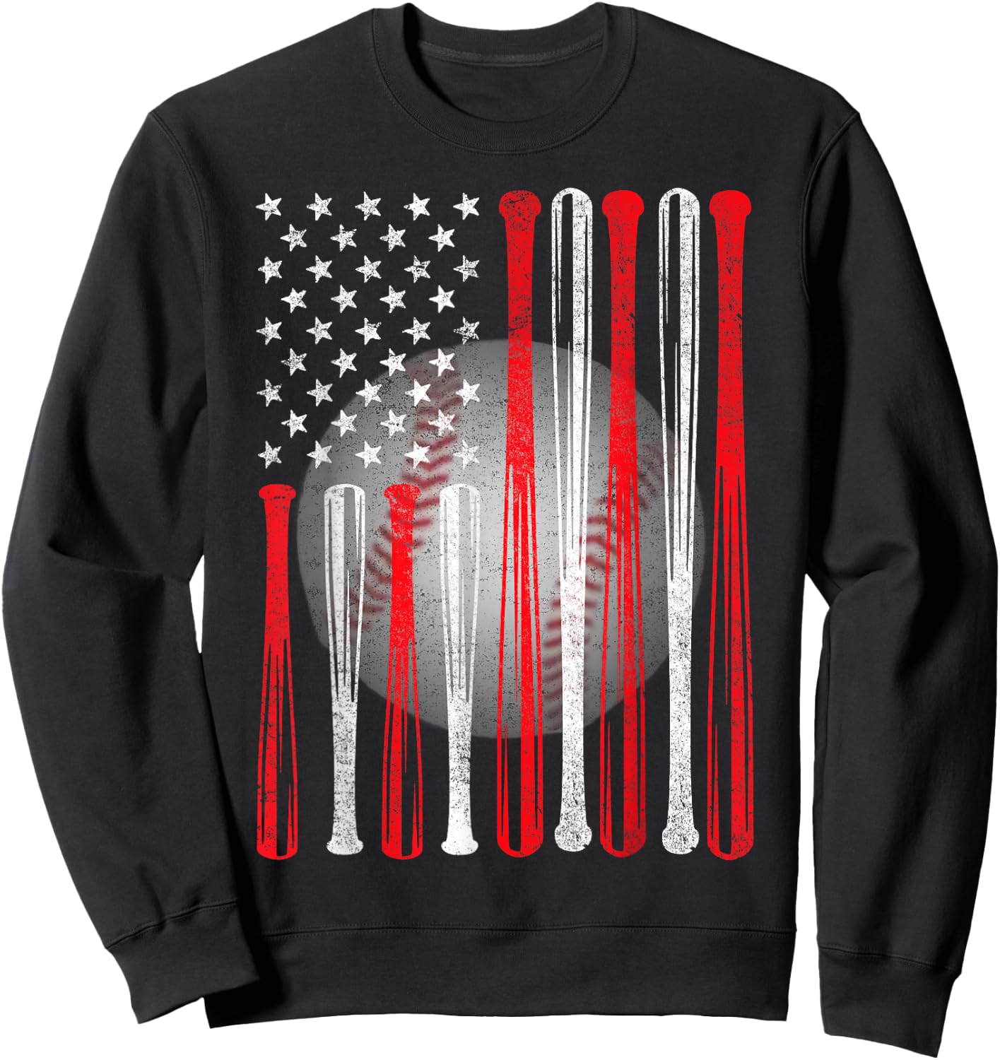 American Flag Vintage Baseball Flag , Dad, Mom Sweatshirt - Sweatshirt | Black
