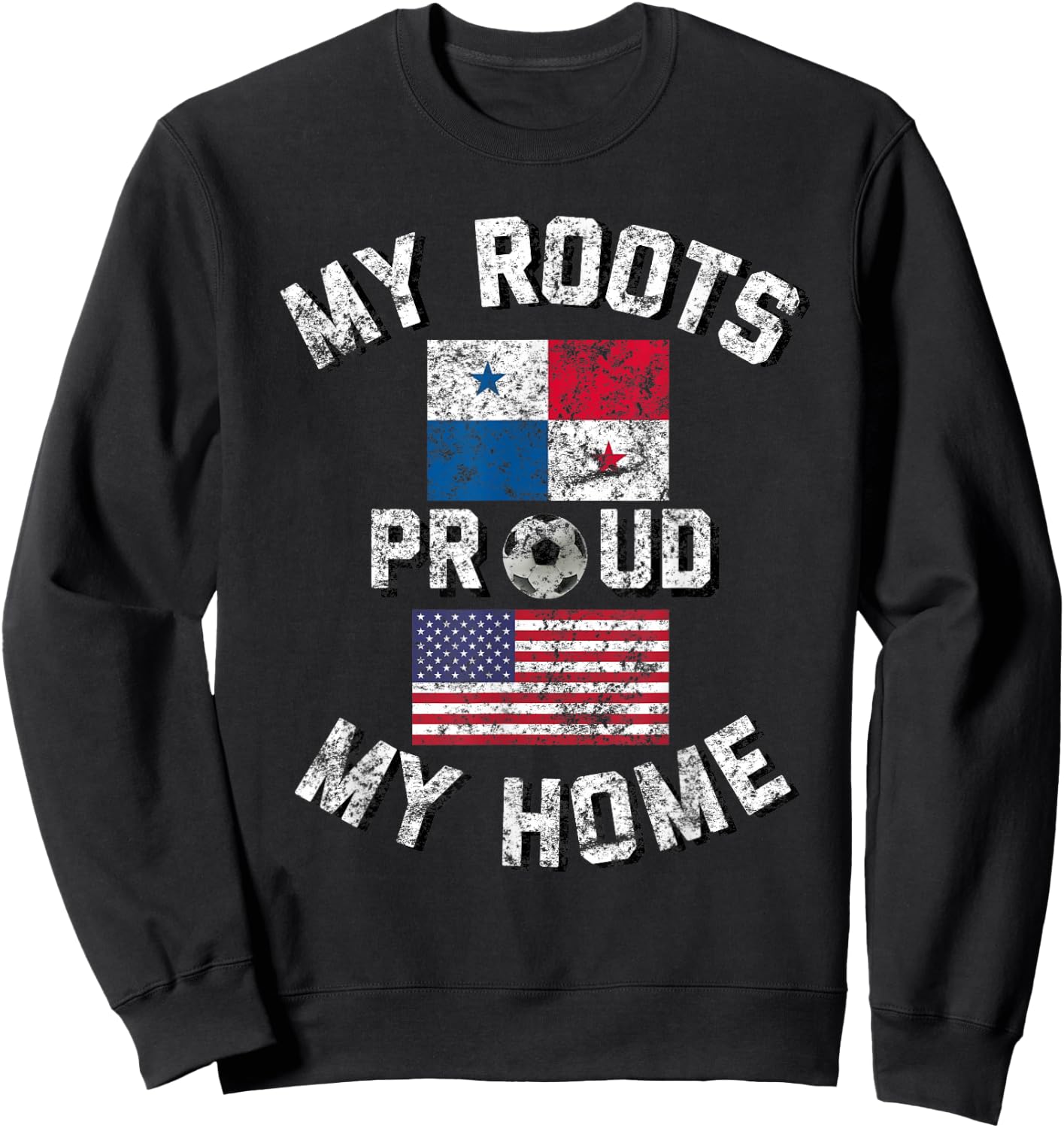 Panama Soccer My Roots My Home Vintage Flag Fan Shirt Sweatshirt - Sweatshirt | Black