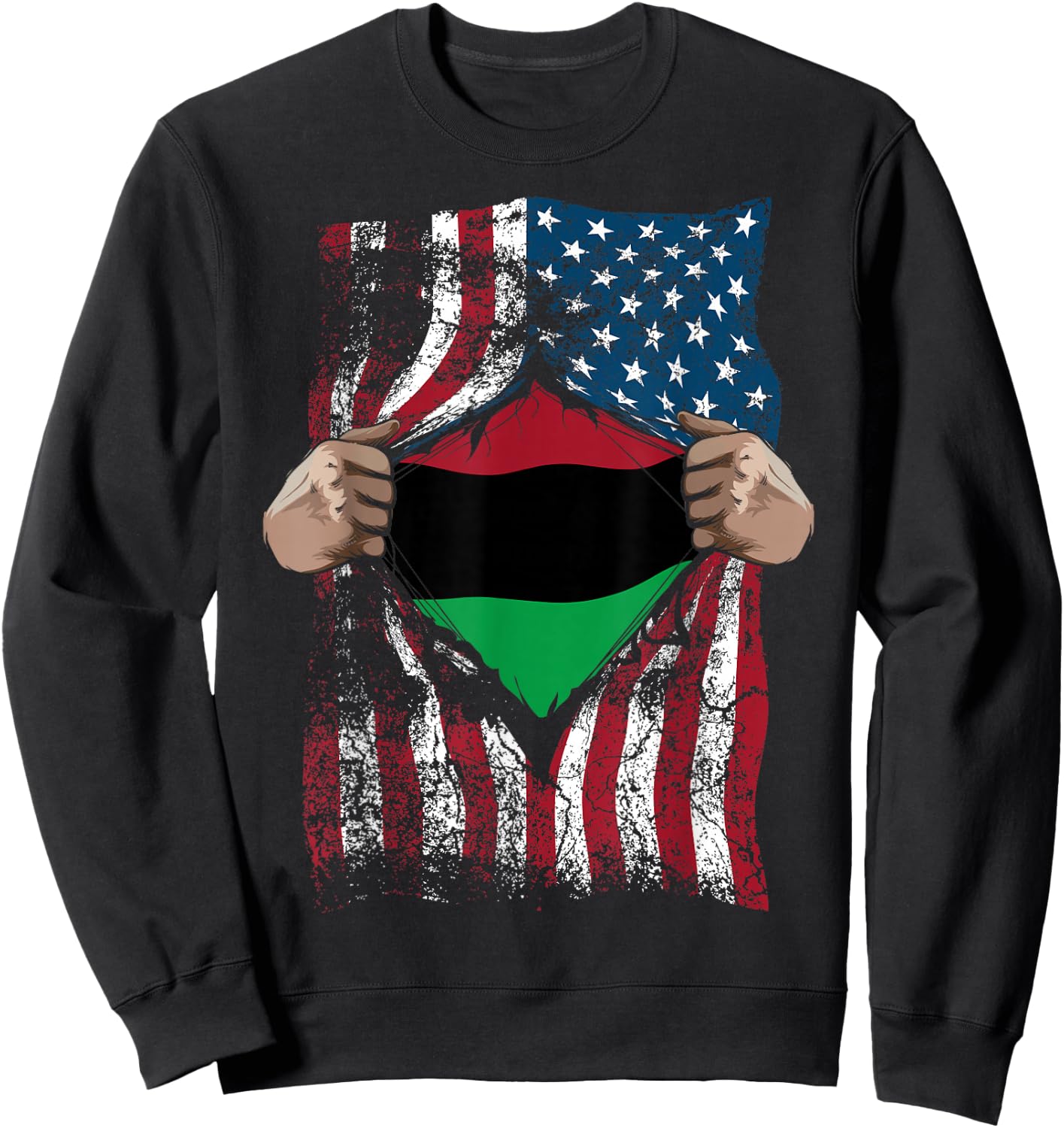 Pan African Unia Flag Shirt | Loyal Afro-Americans USA Gift Sweatshirt - Sweatshirt | Black