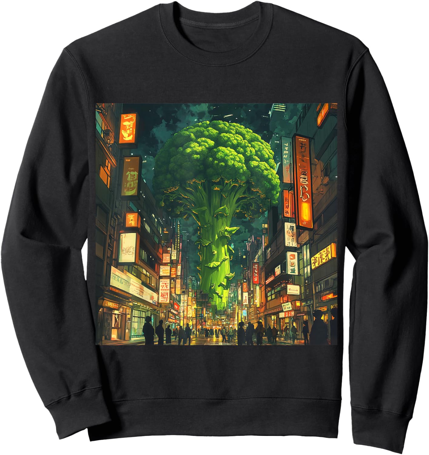 Mob Psycho100 Anime Fan Art Broccoli Tree City Sweatshirt - Sweatshirt | Black