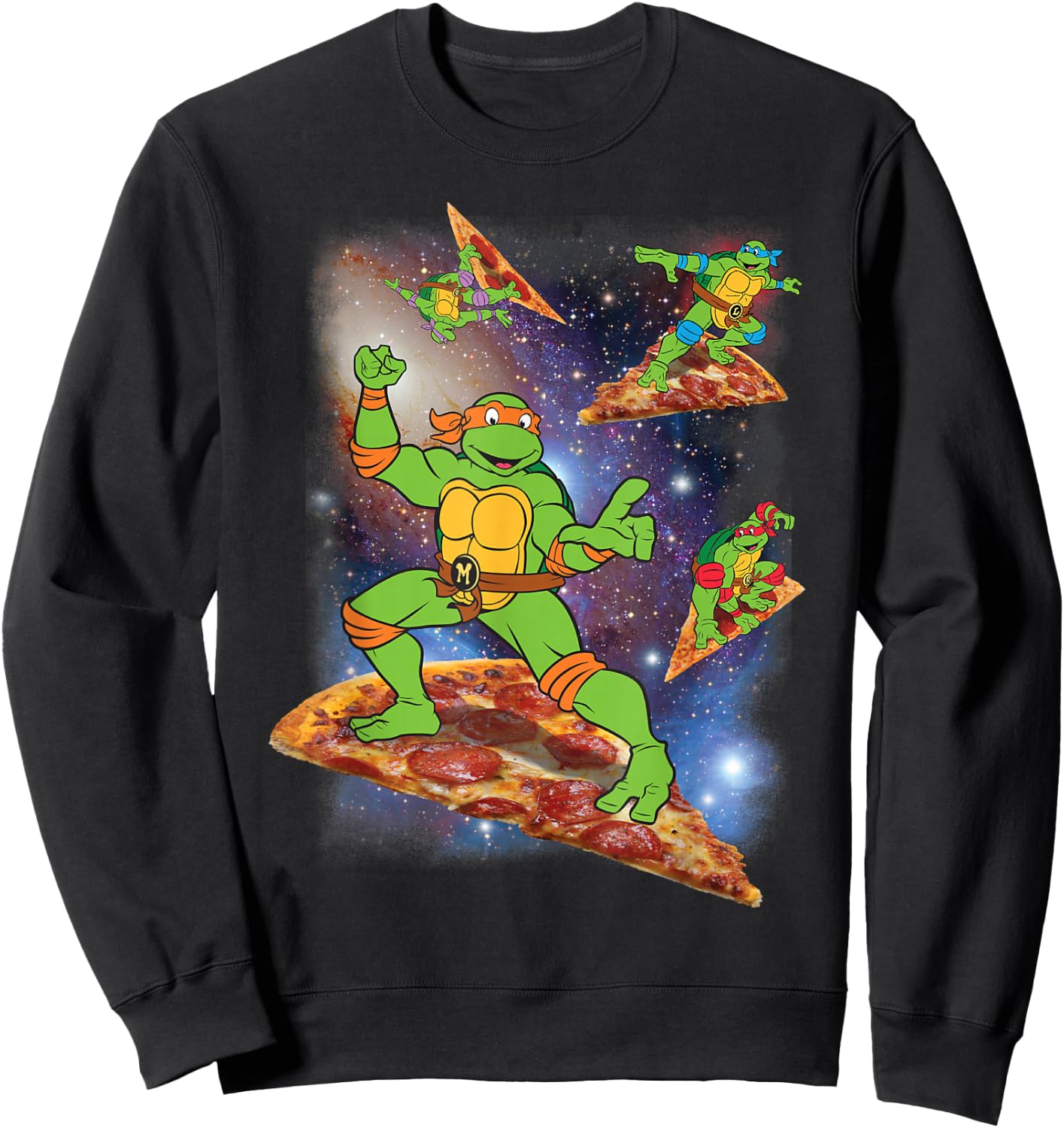 Teenage Mutant Ninja Turtles Cosmic Pizza Surfing Sweatshirt - Sweatshirt | Black