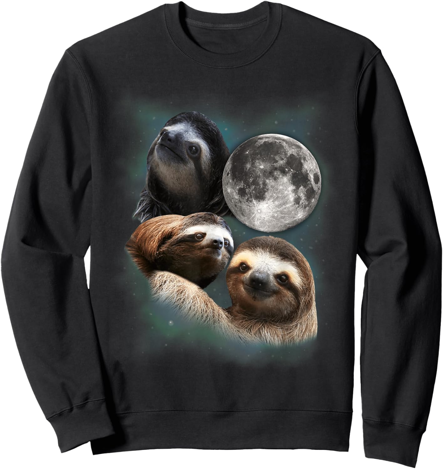 Three Sloths Moon Parody Shirt - Funny Wolf Parody Sweatshirt - Sweatshirt | Black
