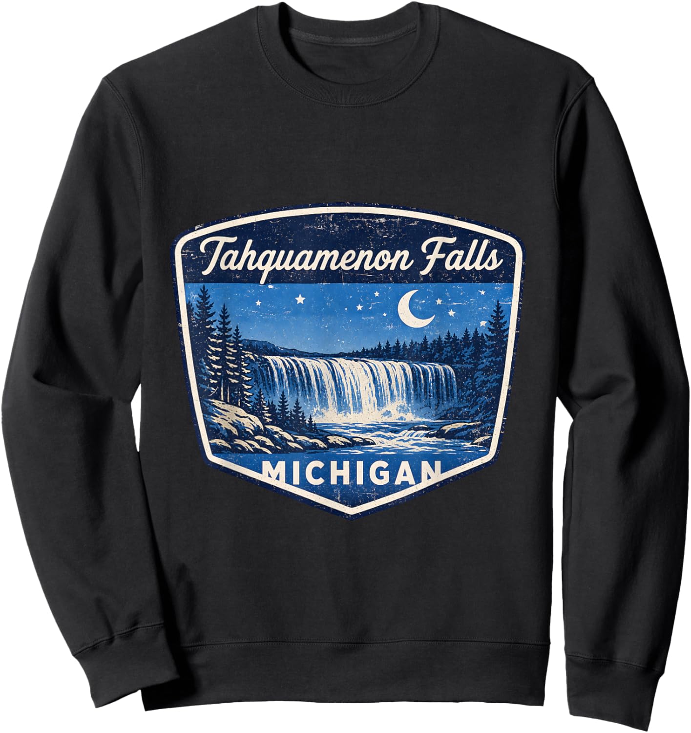 Tahquamenon Falls Michigan Waterfall Nature Outdoor Travel Sweatshirt - Sweatshirt | Black