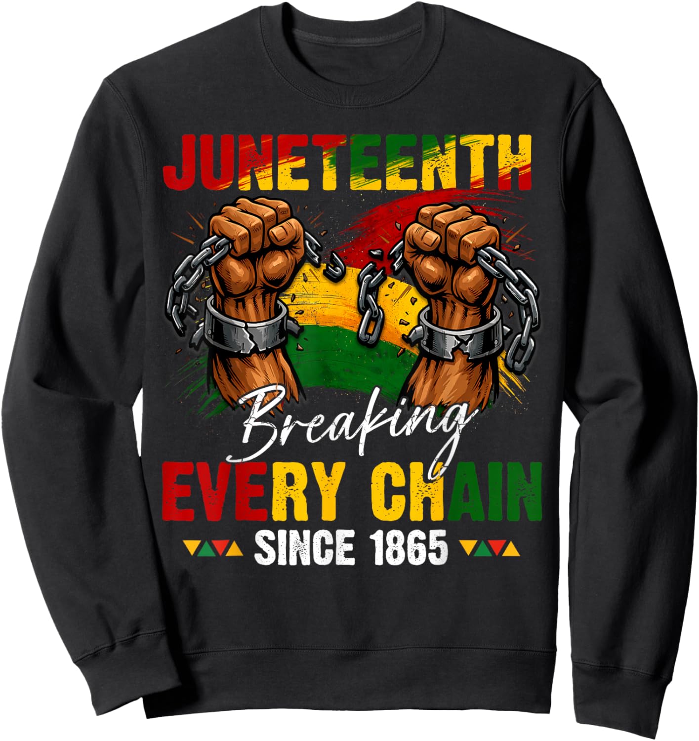 Breaking Every Chain Since 1865 Women Men Juneteenth Freedom Sweatshirt - Sweatshirt | Black