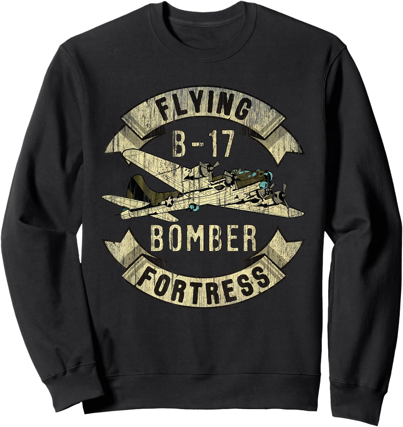 Vintage B-17 Bomber WW2 Plane Aviation Airplane Shirt Grunge Sweatshirt - Sweatshirt | Black
